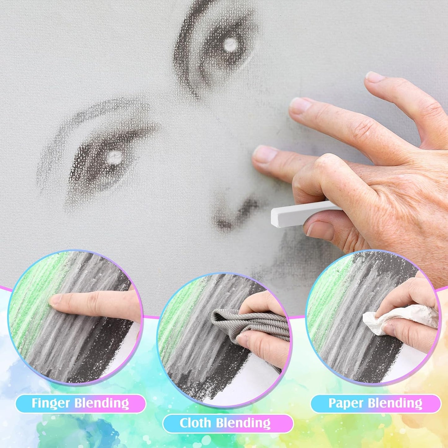 24 Pcs Soft Pastel Drawing Chalk Set Square Sketch Chalk Non-toxic Artist Pastel Sticks for Professional Artists Students and Art Lovers(White)