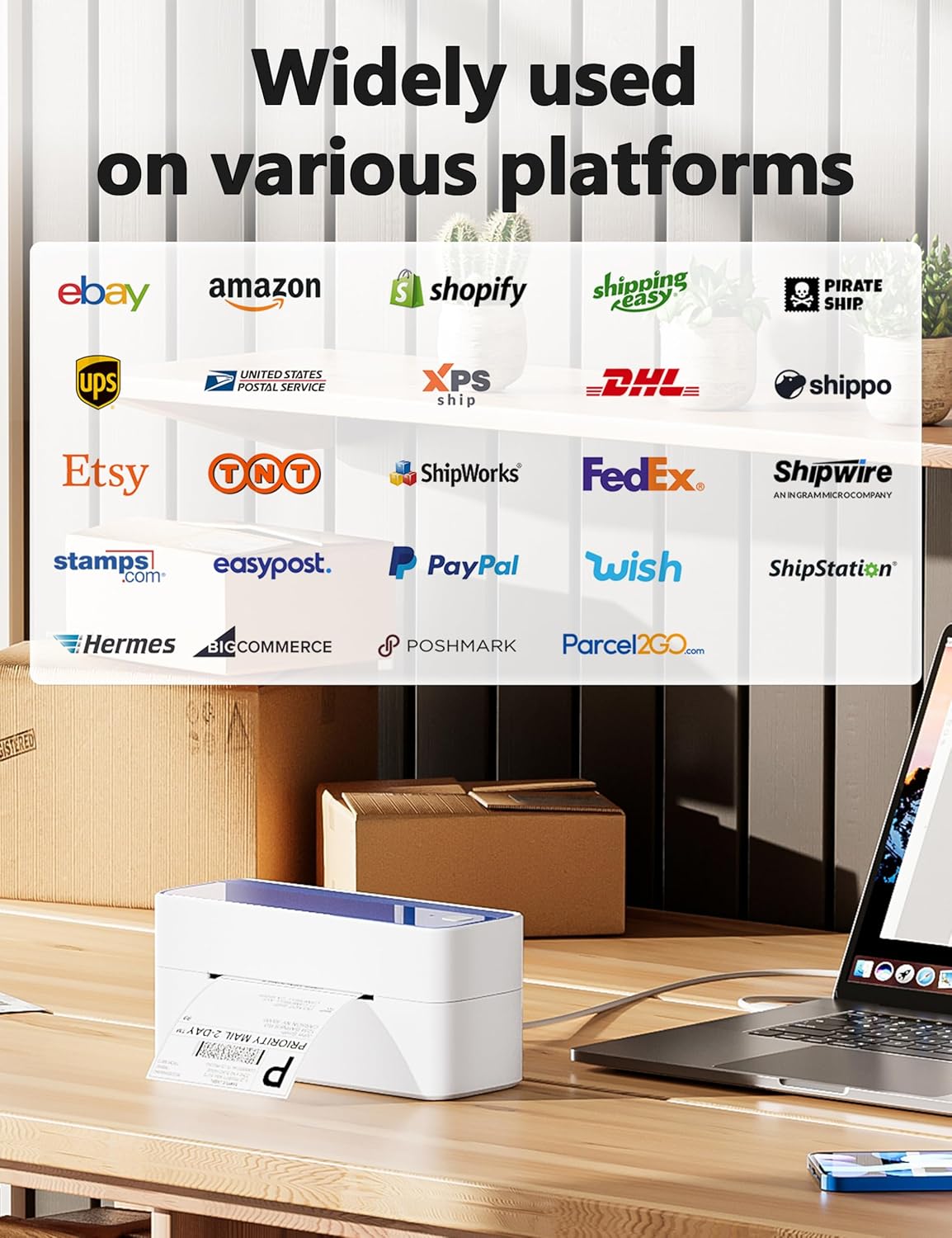 Phomemo Thermal Label Printer, 4X6 Shipping Labels Printer for Small Business, Wireless Label Printers for Package for Phone & Pad & PC, Used for Ebay, UPS, Shopify, TikTok, USPS, FedEx, DHL, Temu