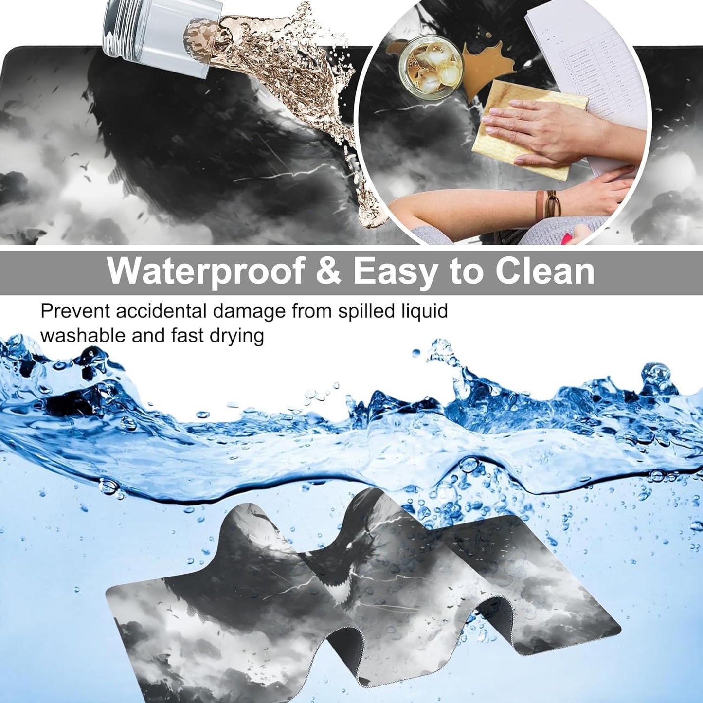 Extended Large Gaming Mouse Pad, Horror Anime Manga Large Desk Mat for Desktop XXL, Non-Slip Rubber Base Stitched Edges Long Computer Keyboard Desk Pad Mouse Mat for Gaming Home Office 35.4"X15.7"