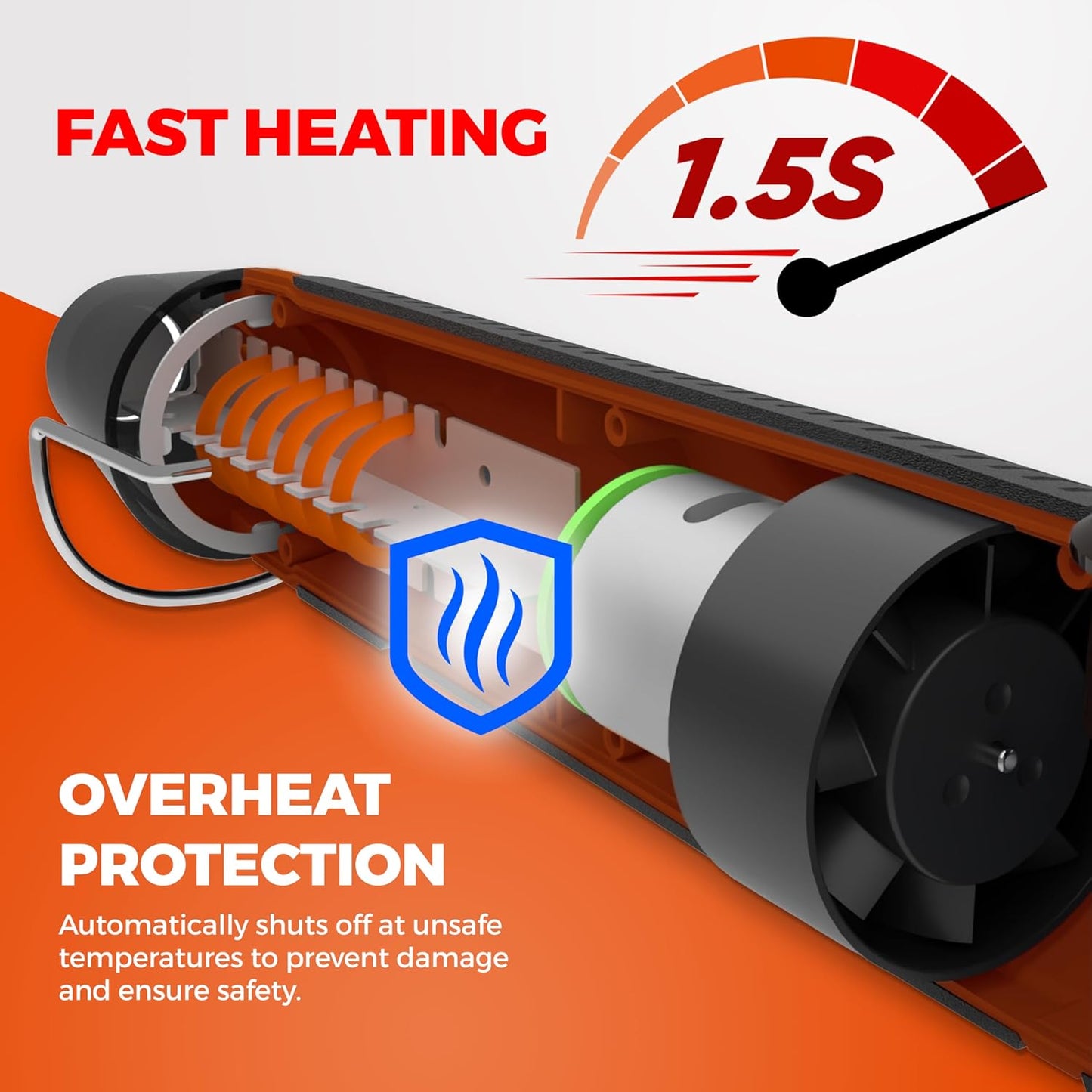 Heat Gun for Crafting, Mini Dual Temp Hot Air Gun Tool for Epoxy Resin, Shrink Wrapping, Vinyl Wrap, Embossing, Electronics, Candle Making, Sublimation, Phone Repair & DIY (Orange/Black)