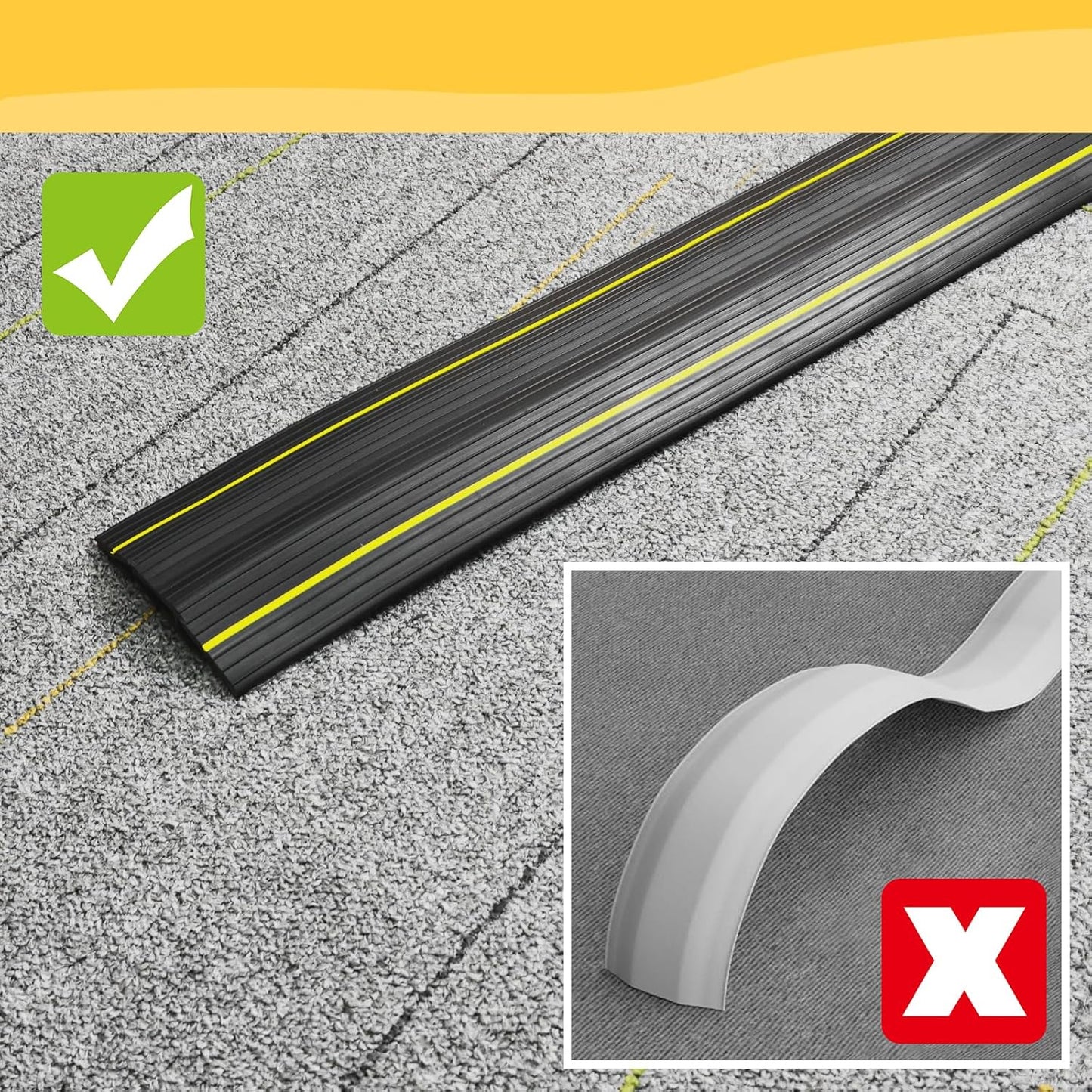 10 Ft Heavy Duty Floor Cord Cover Cable Protector, 3 Channels Protect Cords and Prevent a Trip Hazard— Conceal Wires at Home, Office, Warehouse, Workshop, Concerts