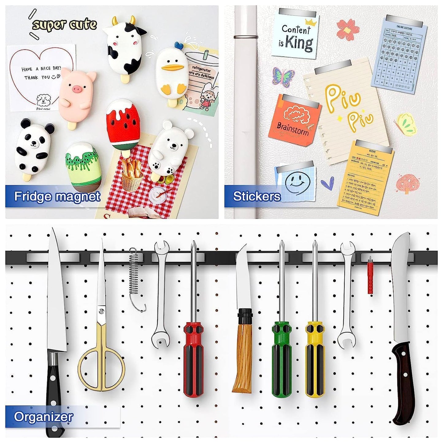 Grtard 24 Pack Super Strong Neodymium Magnets, Powerful Rare Earth Neodymium Bar Magnets, Heavy Duty Magnet Bar with Double-Sided Adhesive for Fridge, Garage, Science, Craft, Office, DIY - 60x10x3mm