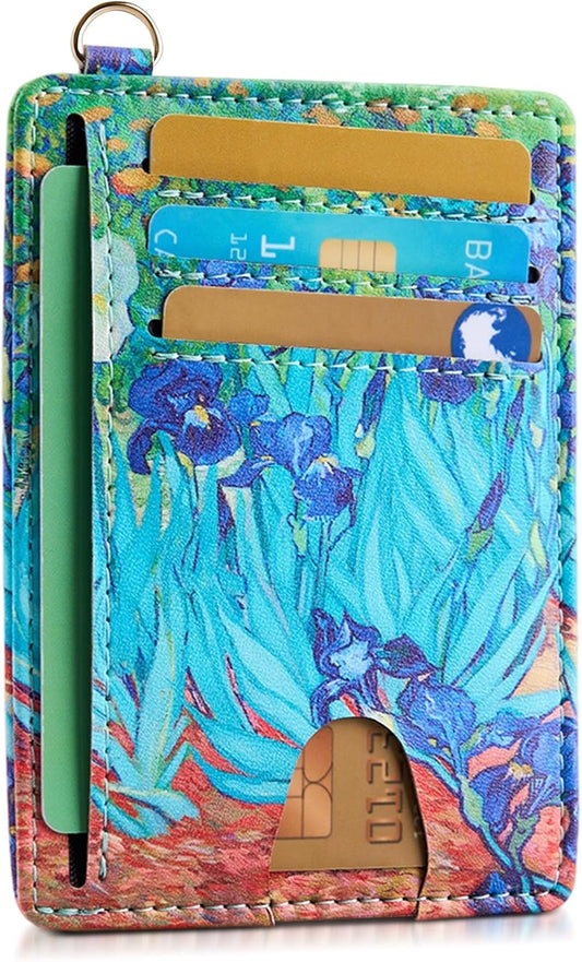 Mayski Slim Wallet, Credit Card Holder for Women, Minimalist Front Pocket RFID Blocking Card Cases, Small Wallet Women Men(Lrises)