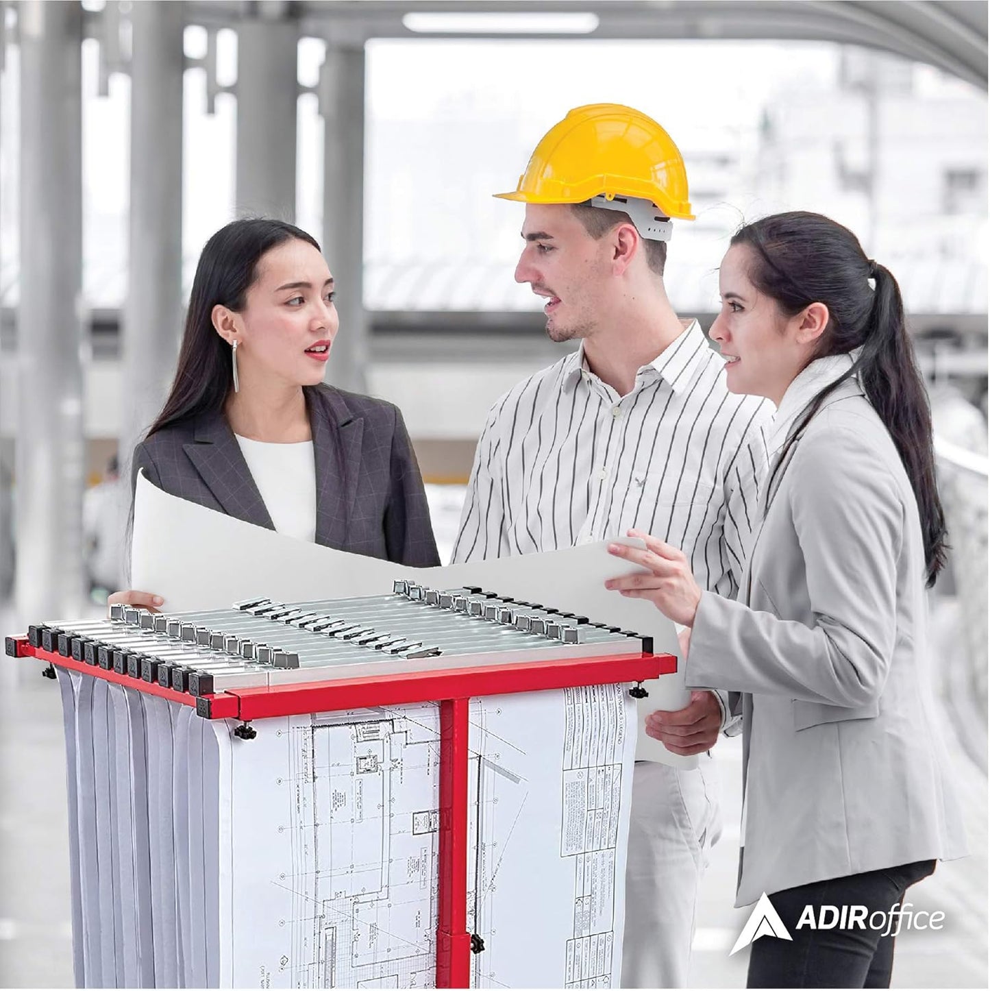 Adir Mobile Blueprint Holder - Adjustable Blue Print Storage Organizer and Construction Plan Holder – Plans Rack for Jobsite and Office (Without Blueprint Clamps)