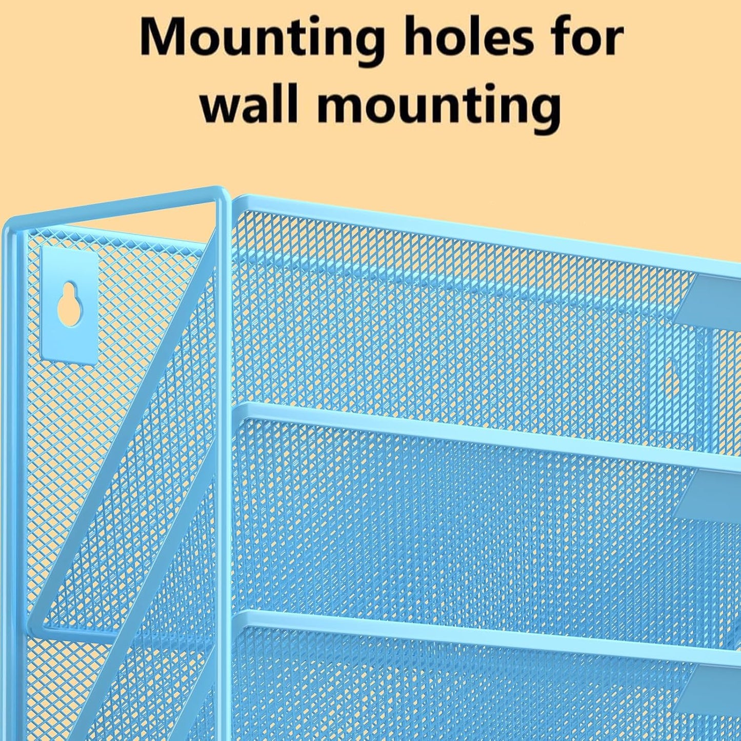 Kuntine.B Wall File Organizer Office Hanging Magazine Holder Wall File Organizer for Office Home (Blue, 6 Tier)