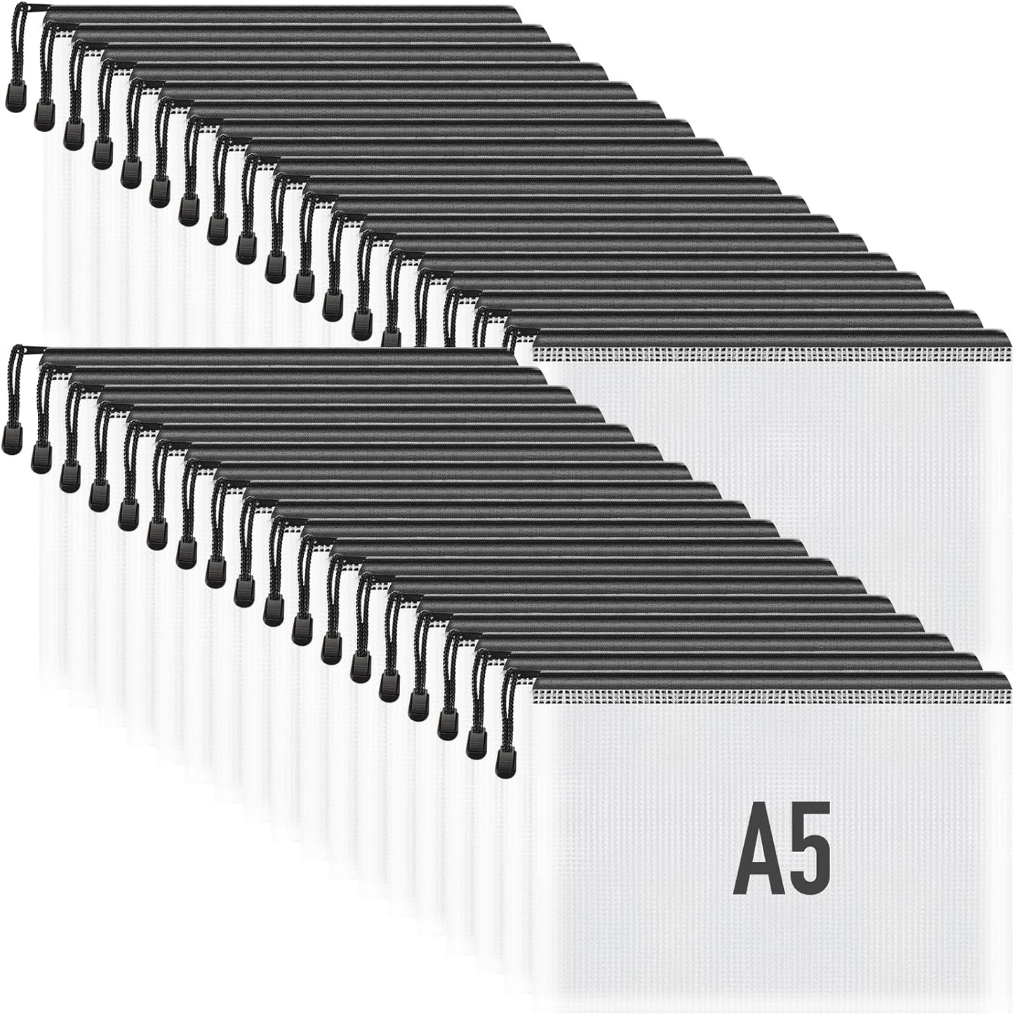 Umriox Small Zipper Pouch, 9.5x7.1 in (Black, 36 Packs), Mesh Bags with Zipper, Storage Bags, Zipper Bags for Office Supplies Travel Storage