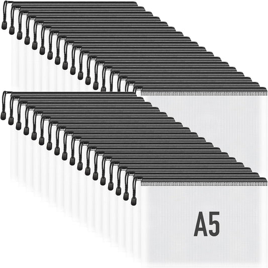 Umriox Small Zipper Pouch, 9.5x7.1 in (Black, 36 Packs), Mesh Bags with Zipper, Storage Bags, Zipper Bags for Office Supplies Travel Storage