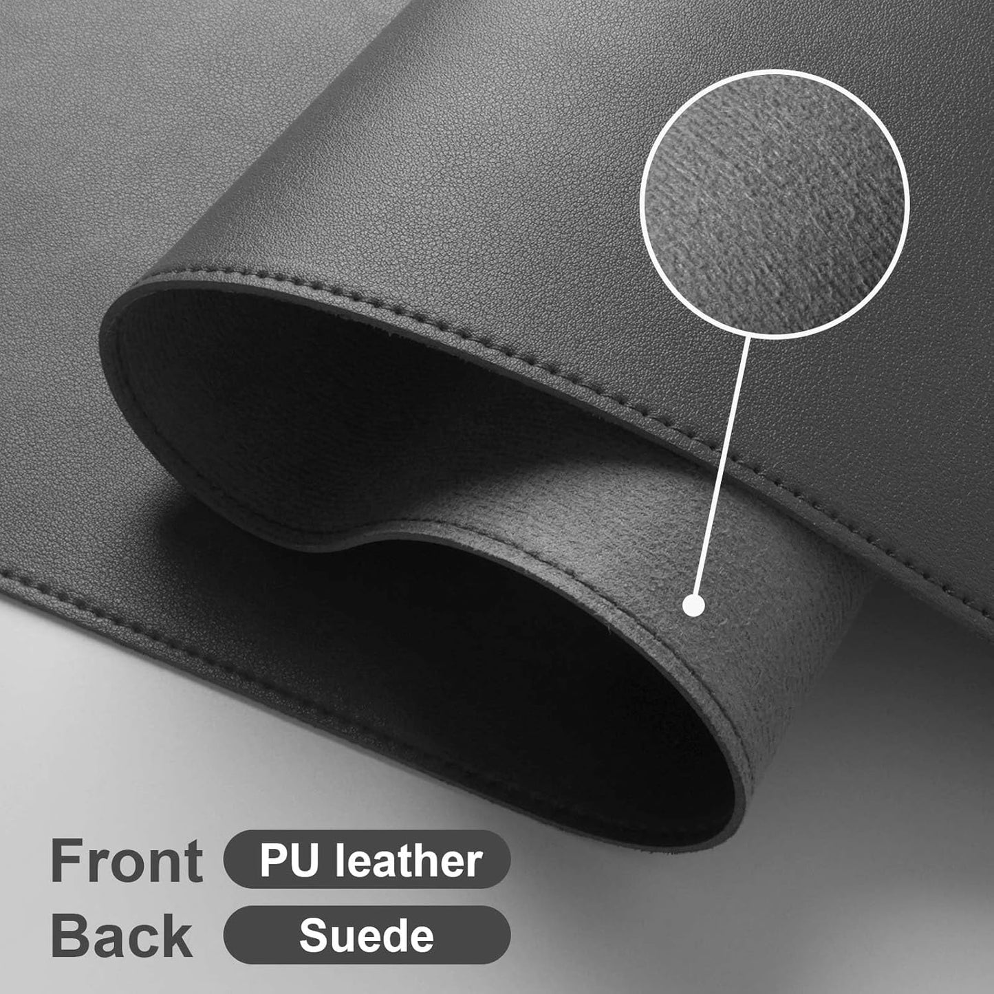 DAWNTREES Desk Mat Protector,PU Leather Laptop Pad,Non Slip, 23.6" x 13.8" Large Mouse Pad and Keyboard Mat, Waterproof Writing Pad for Office and Home (Dark Gray)