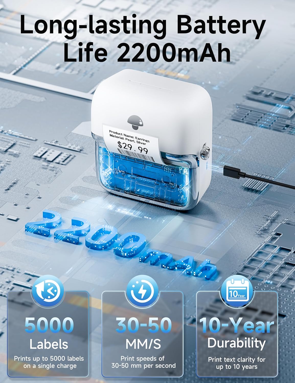 Phomemo M250 Label Maker Machine with Tape, 3 Inch Thermal Label Maker, 2025 Upgrade Portable Barcode Printer for Business, Home, Logo Label, Sticker Printer for Phones & PC, with 1 Roll Label