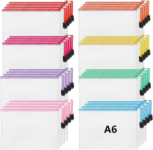 Jetec 32 Pcs Mesh Zipper Bags Toy Storage Bikini Organizer Bag Bolsas Para Guardar Trajes De Baño Waterproof Zipper Reusable Pouch Puzzle Multipurpose for Storage Office(Stylish Color,7.5 x 5 Inch)