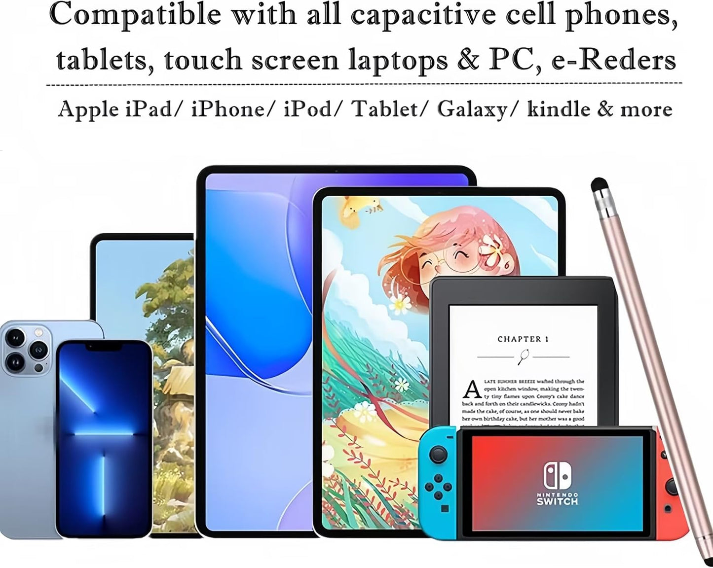 6 Pack Stylus Pen for Touchscreen, Smozer 2 in 1 High Sensitivity Capacitive Stylus Pen for iPad, iPhone, Android Smartphone, Tablets and All Universal Touch Screens Devices with Fine Tip Stylus