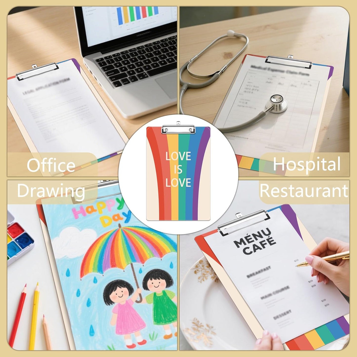 Rainbow Autism Plastic Clipboards,Decorative Plastic Acrylic Clipboard for Teacher Social Worker Students Office Supplies 8 * 12