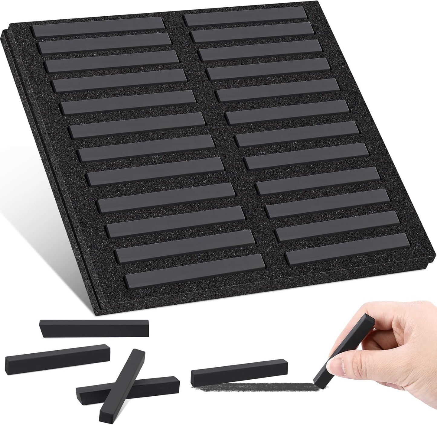 24 Pcs Soft Pastel Drawing Chalk Set Square Sketch Chalk Non-toxic Artist Pastel Sticks for Professional Artists Students and Art Lovers (Black)