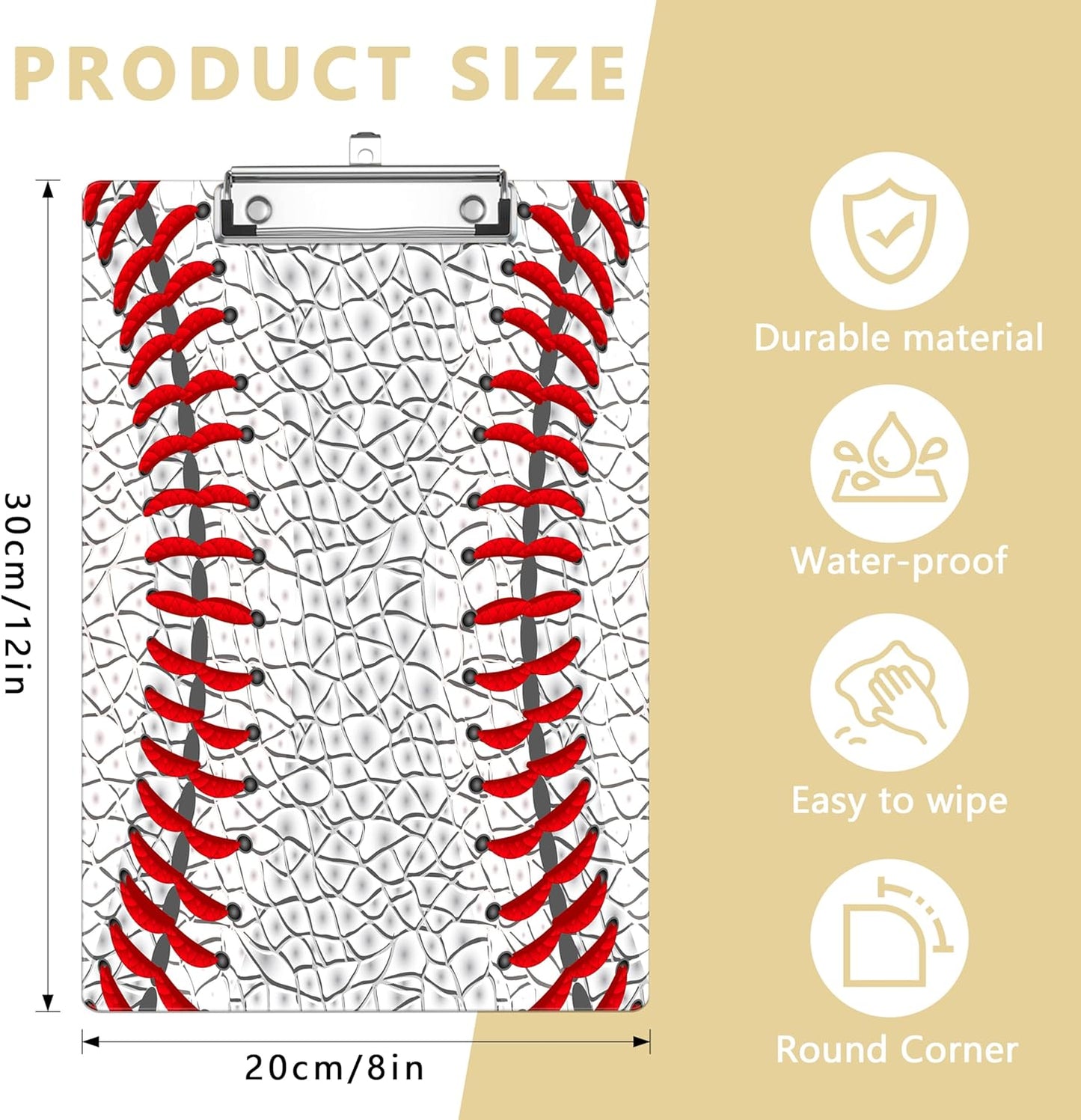 Baseball Plastic Clipboards,Decorative Plastic Acrylic Clipboard for Teacher Social Worker Students Office Supplies 8 * 12