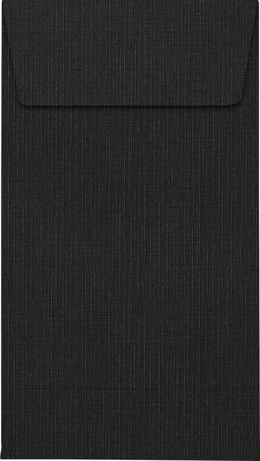 LUXPaper #5 1/2 Coin Envelopes | Peel & Press | 3 1/8" x 5 1/2" | Black Linen | 80lb. Text | 1,000 Qty