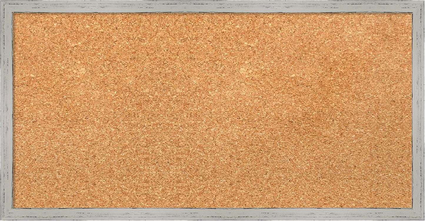 Amanti Art Natural Cork Board for Wall, 13x25 Vision Board with White Frame, Small Corkboard Office Decor for Home Organization, Cottage Corkboard Pinboard to Display Items for Home Organization in
