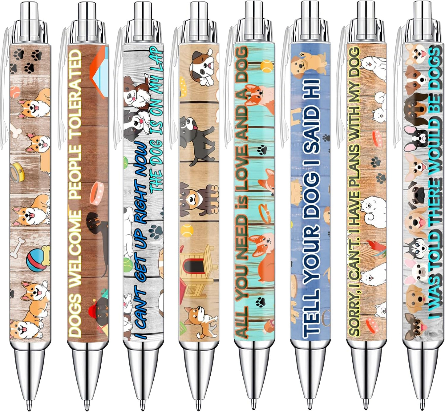 Idealmuzik Dog Pens for Dog Lovers – Cute Dog-Themed Ballpoint Pen Set for Kids, Teens, and Adults – Fun Stationery Gift for Journaling, Writing, or School – Smooth Ink, 8 Pack
