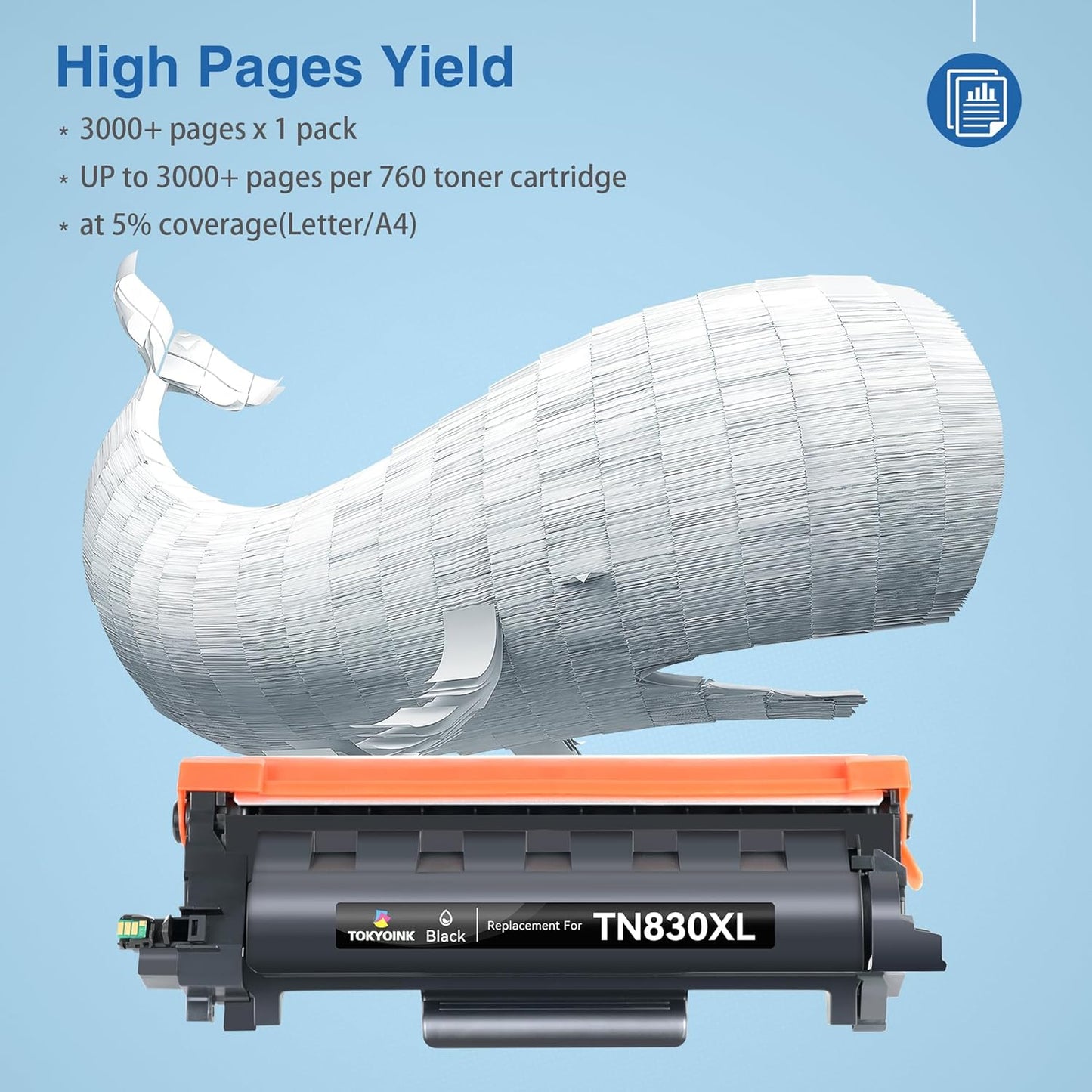 TOKYOINK TN830XL Toner TN830 Cartridges Replacement for Brother TN830 830XL Toner Compatible with DCP-L2640DW MFC-L2820DW HL-L2400D HL-L2460DW HL-L2405W HL-L2465DW HL-L2480DW Printer (1 Pack)