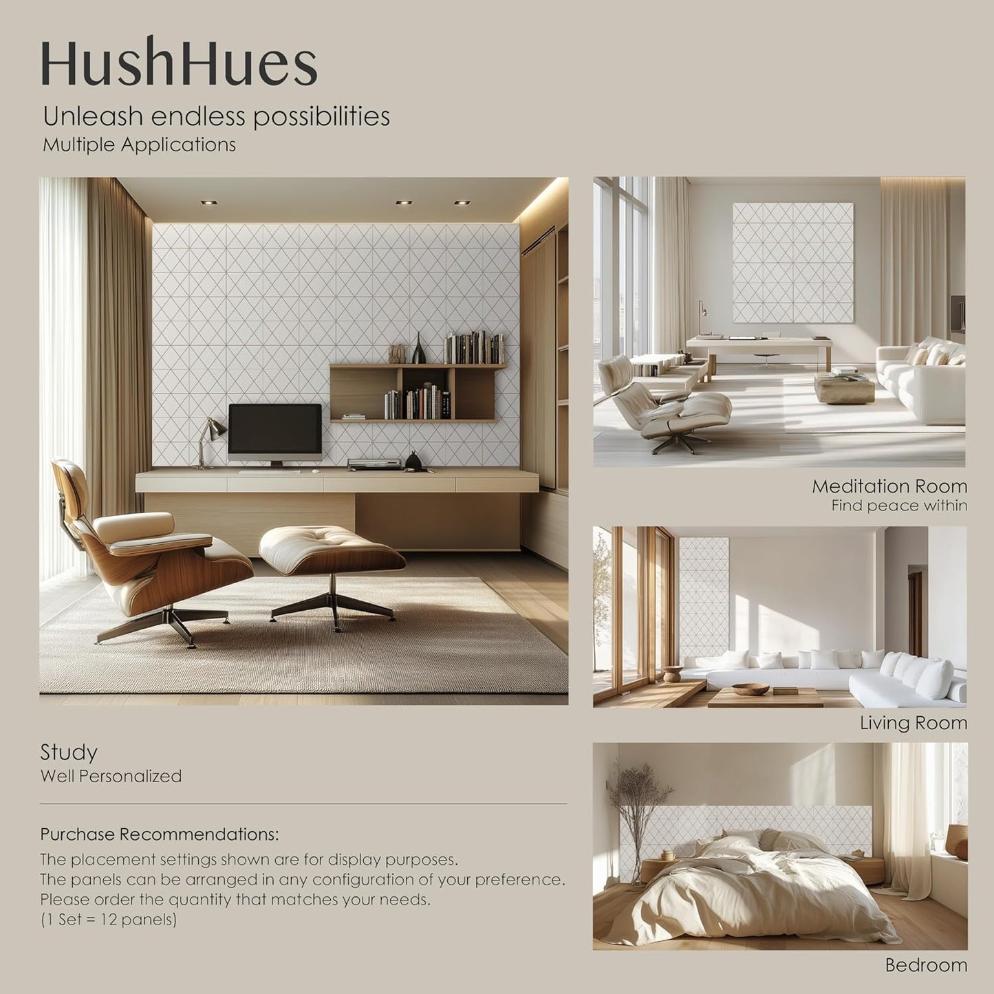 12-Pack Acoustic Panels, 16"x12"x0.4" Large Acoustic Wall Panels, Self-Adhesive Sound Absorbing Panels for Recording Studios & Offices, White+Camel Decorative Acoustic Panels