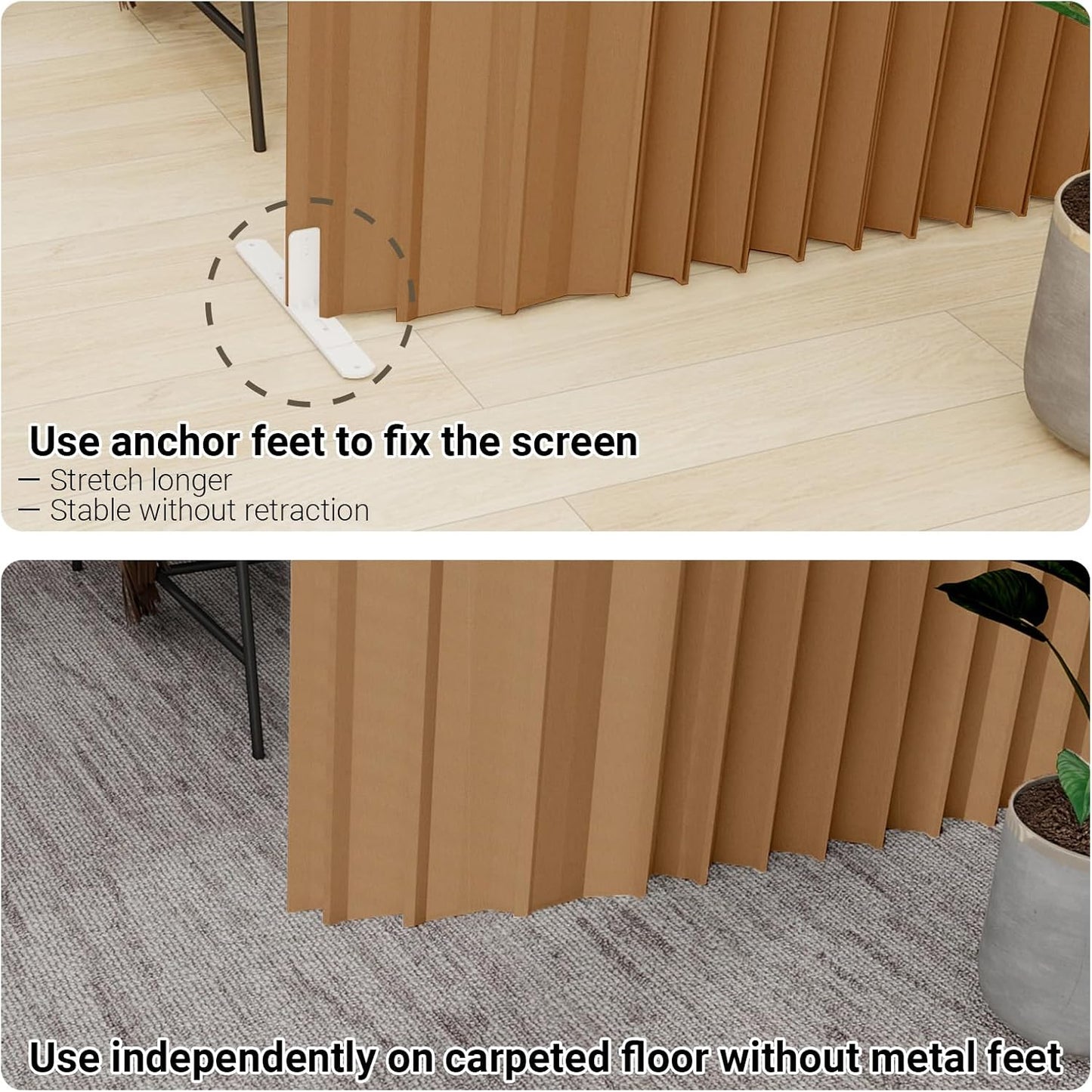 Paper Room Divider,Portable Office Partition Wall,Folding Privacy Paper Screen,Wall Dividers for Room Seperation,Freestanding Partition for Home Office Studio Exhibition,Brown -L16.4*W1.15 *H5.91 ft