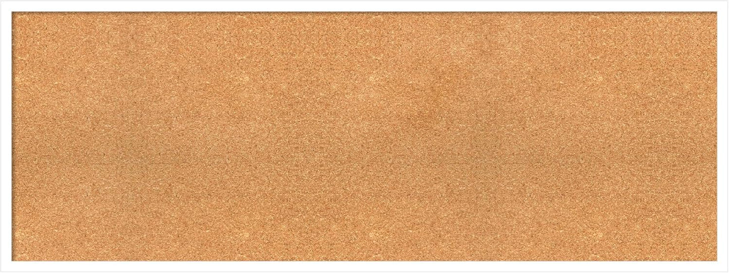 Amanti Art Natural Cork Board for Wall, 19x51 Vision Board with White Frame, Oversize Corkboard Office Decor for Home Organization, Modern Corkboard Pinboard to Display Items for Home Organization in