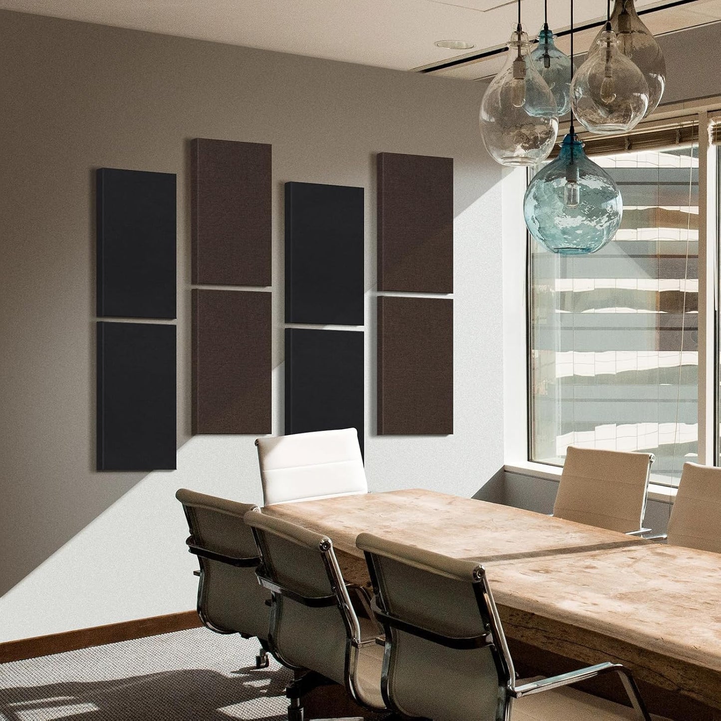 UMIACOUSTICS 4 PCS Acoustic Panels with Hanging Bracket, 2” Thick Fiberglass Sound Proof Panels Removable for Studios, Office, Home Theater Ceiling or Wall- Black