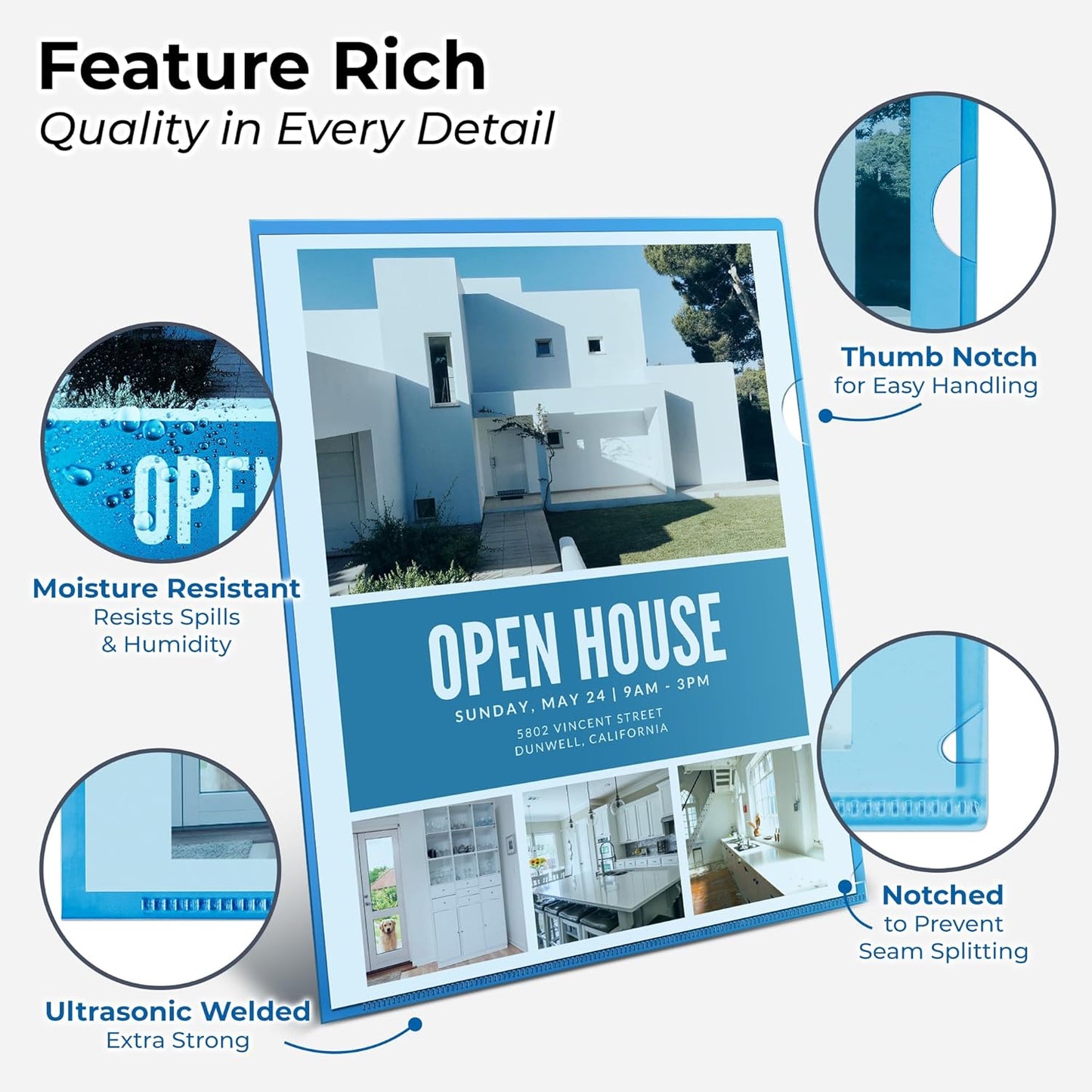 Dunwell Clear Plastic Folder Sleeves (12 Pack, Assorted Colors), Acid-Free Poly Project Sleeves, File Jackets for Letter Size 8.5x11 Documents