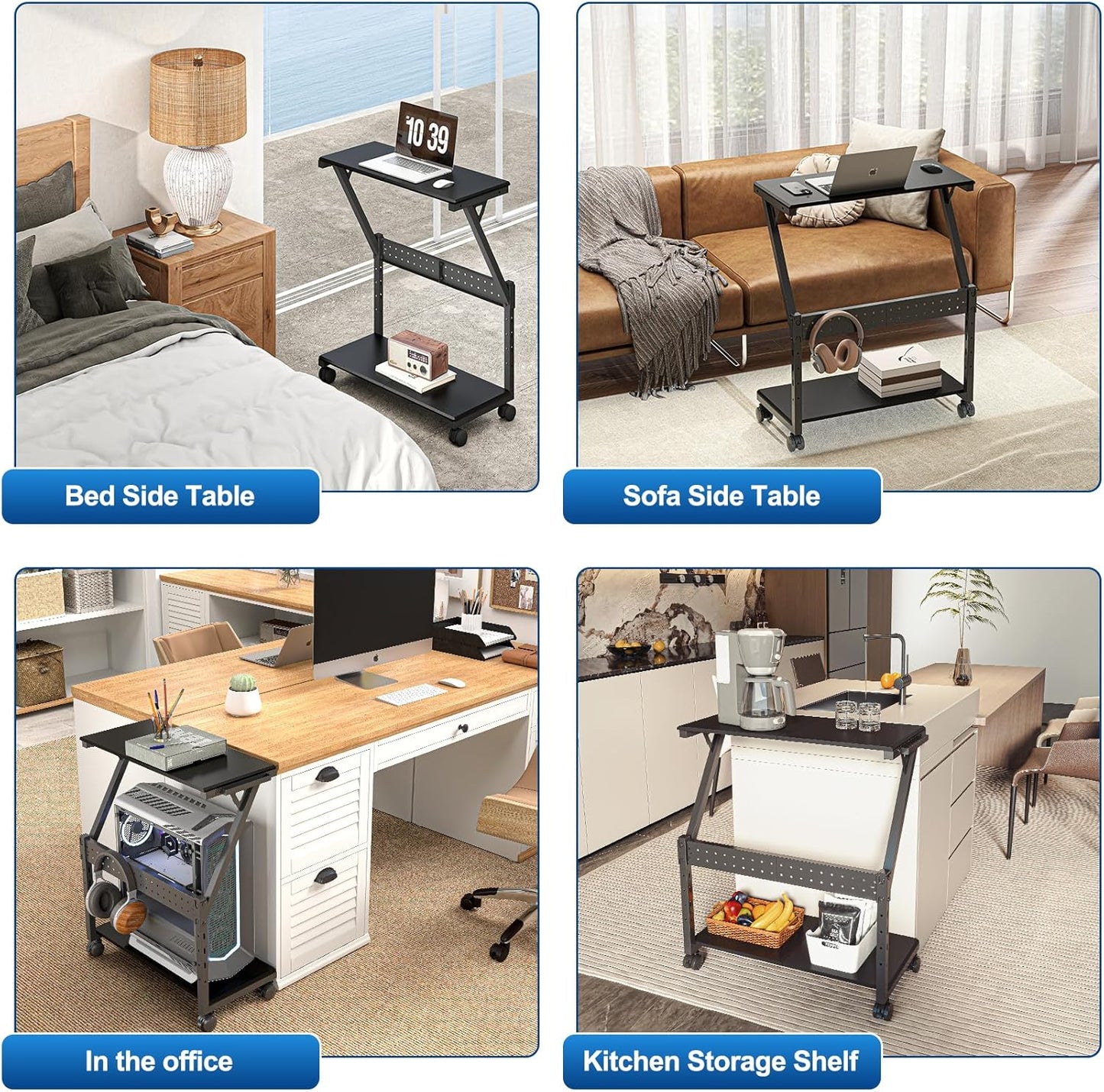 Suptek Computer Tower Stand,Height Adjustable PC Tower Stand/Cart with Wheels, Mobile Rolling CPU Holder, Computer Cart Side Stand for Computer Desk,23.22"-31.10"Hx29.13" Lx13.77" W, Black