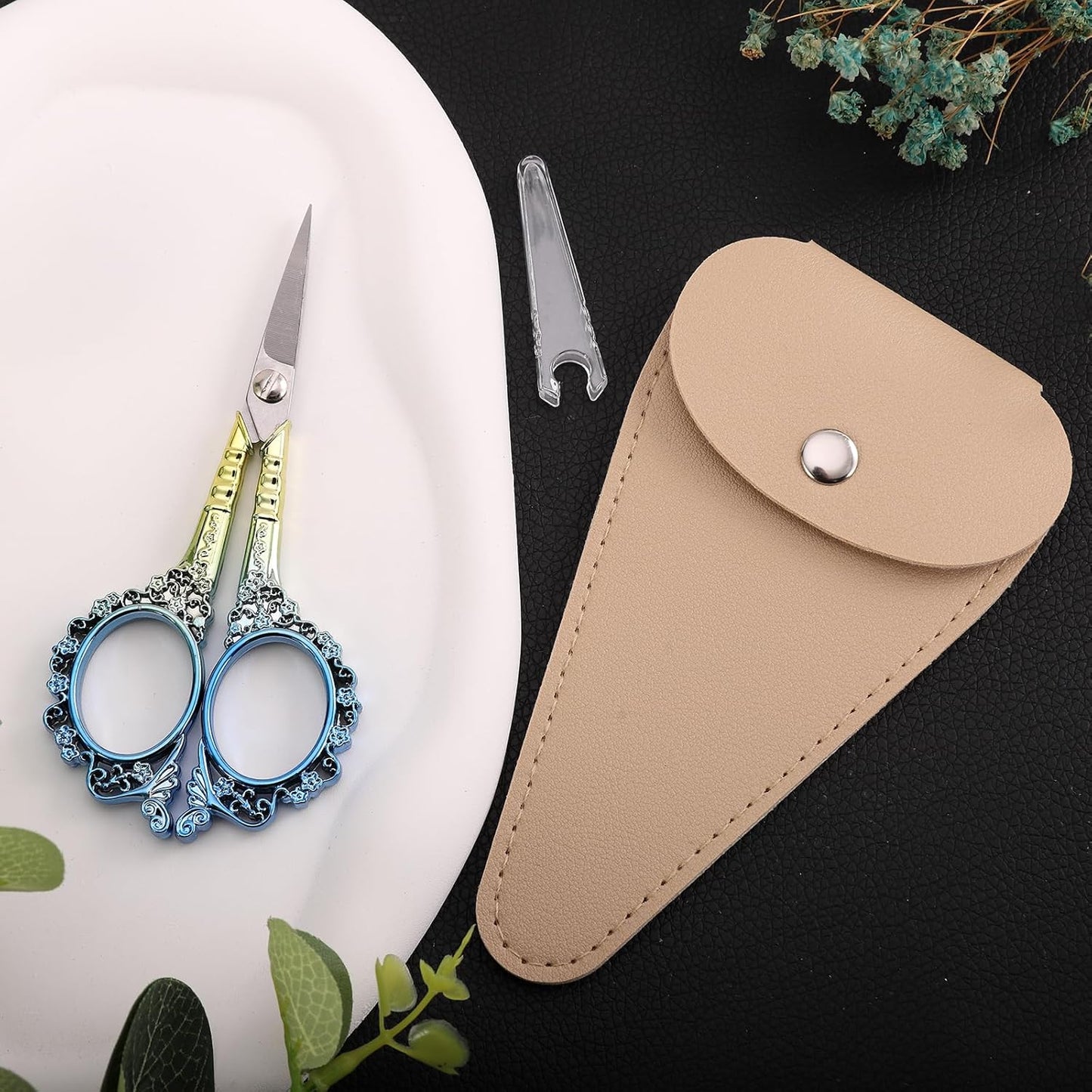 Sewing Sharp Embroidery Threading Scissors with Cover for Craft Art work Needlework Yarn Fabric Precision Detail Paper Cutting Tools, 4.5in Blue Shears