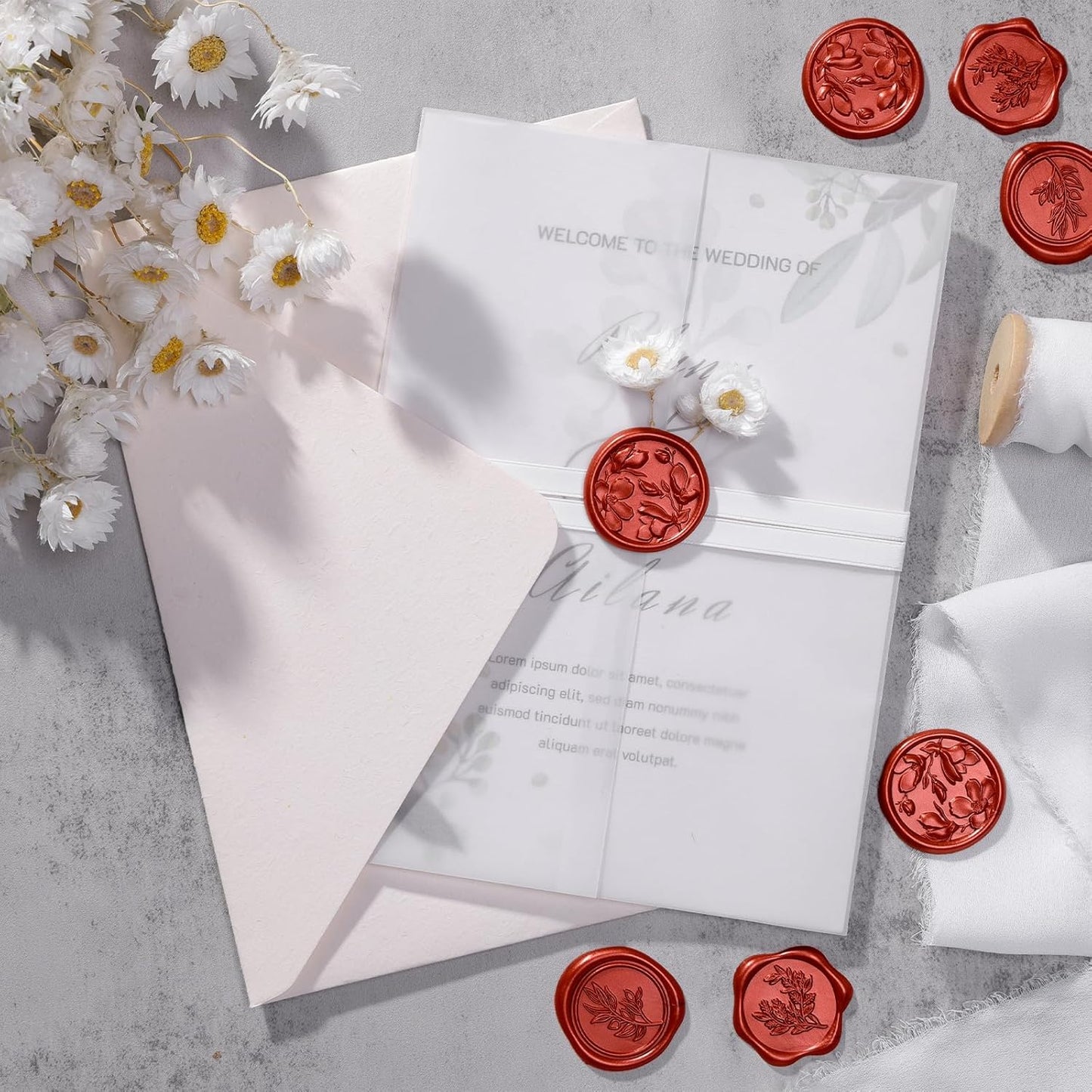 UNIQOOO Wax Seal Stickers - (3 Designs in 1 Pack) Wedding Invitation Envelope Seal Stickers, 60 Pcs Self-Adhesive Stickers, Perfect for Invitation, Christmas, Gift Wrapping
