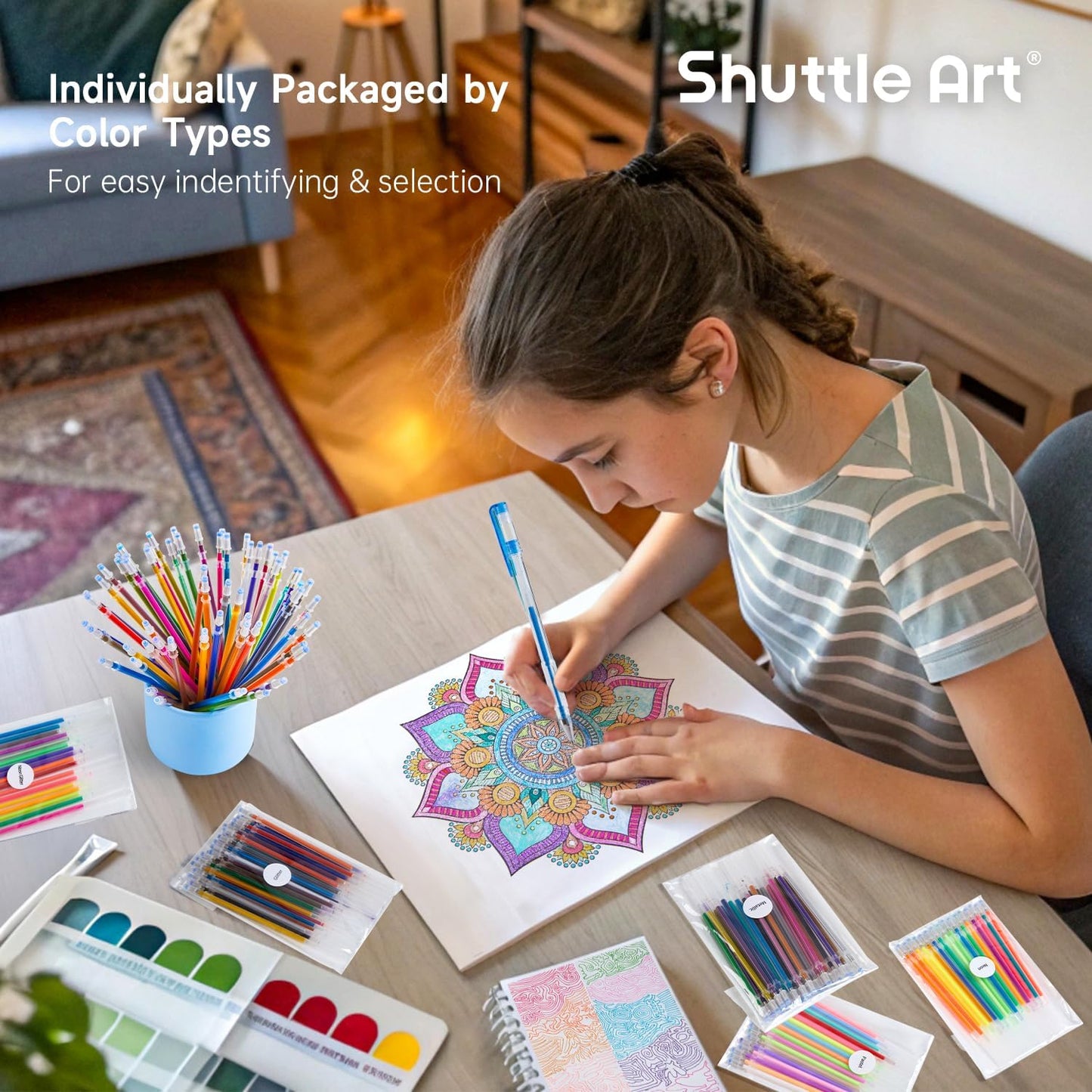 Gel Pen Refills, Shuttle Art 120 Colors (No Duplicates) Gel Pen Refills, 7 Color Types for Kids Adults Coloring Books Drawing Doodling Crafts Scrapbooking Journaling