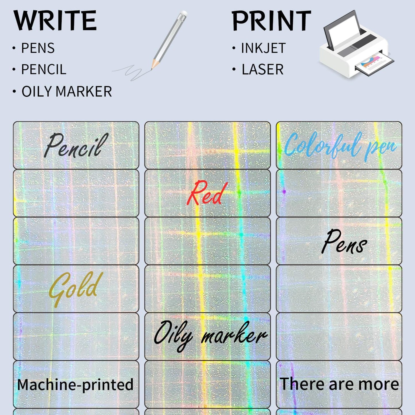 STARLIBOO 1" x 2-5/8" Address Labels- Holographic Color Stickers for Laser/Ink Jet Printer mailing Labels 8.5"×11"- Holographic Silver/ 30 per Sheet