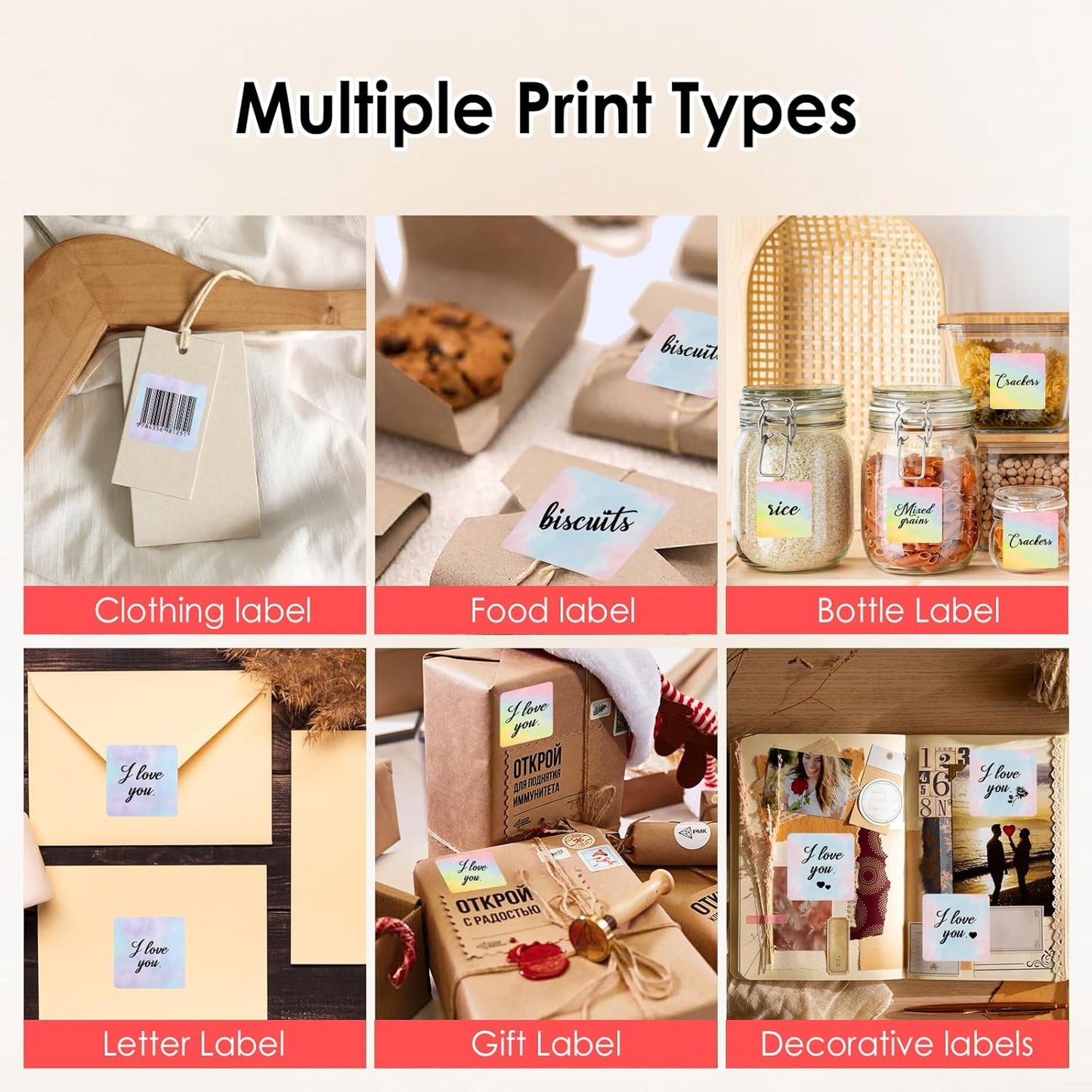 HuiJuKeJi 3 Rolls Thermal Square Label Paper,1.96 "x1.96 Gradient Label Maker Sticker for Phomemo M220/M200/M221/M110 Printer,Multi-Purpose Self-Adhesive Waterproof Labels for Barcode,DIY,Logo,Thanks