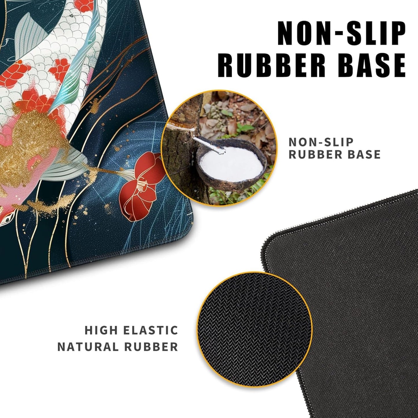 Japanese Koi Fish Gaming Mouse Pad Desk Mat Kawaii Mousepad Mouse Pad, Extra Large Deskmat Cut Laptop Mouse Pads Decor-Colorful Leaves