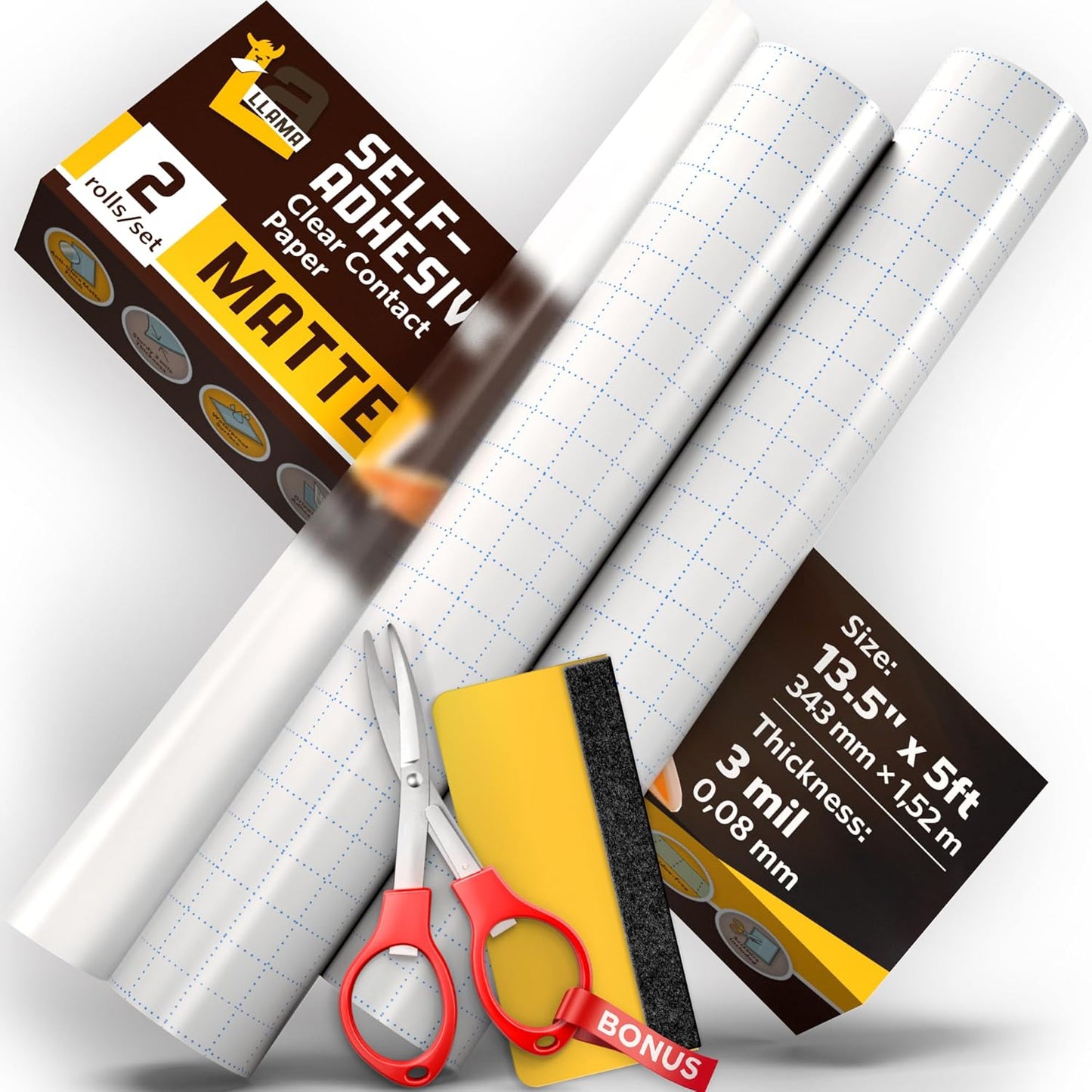 Matte Clear Contact Paper Roll 13.5 x 5ft - Multipurpose 2 Pack Self Adhesive Rolls