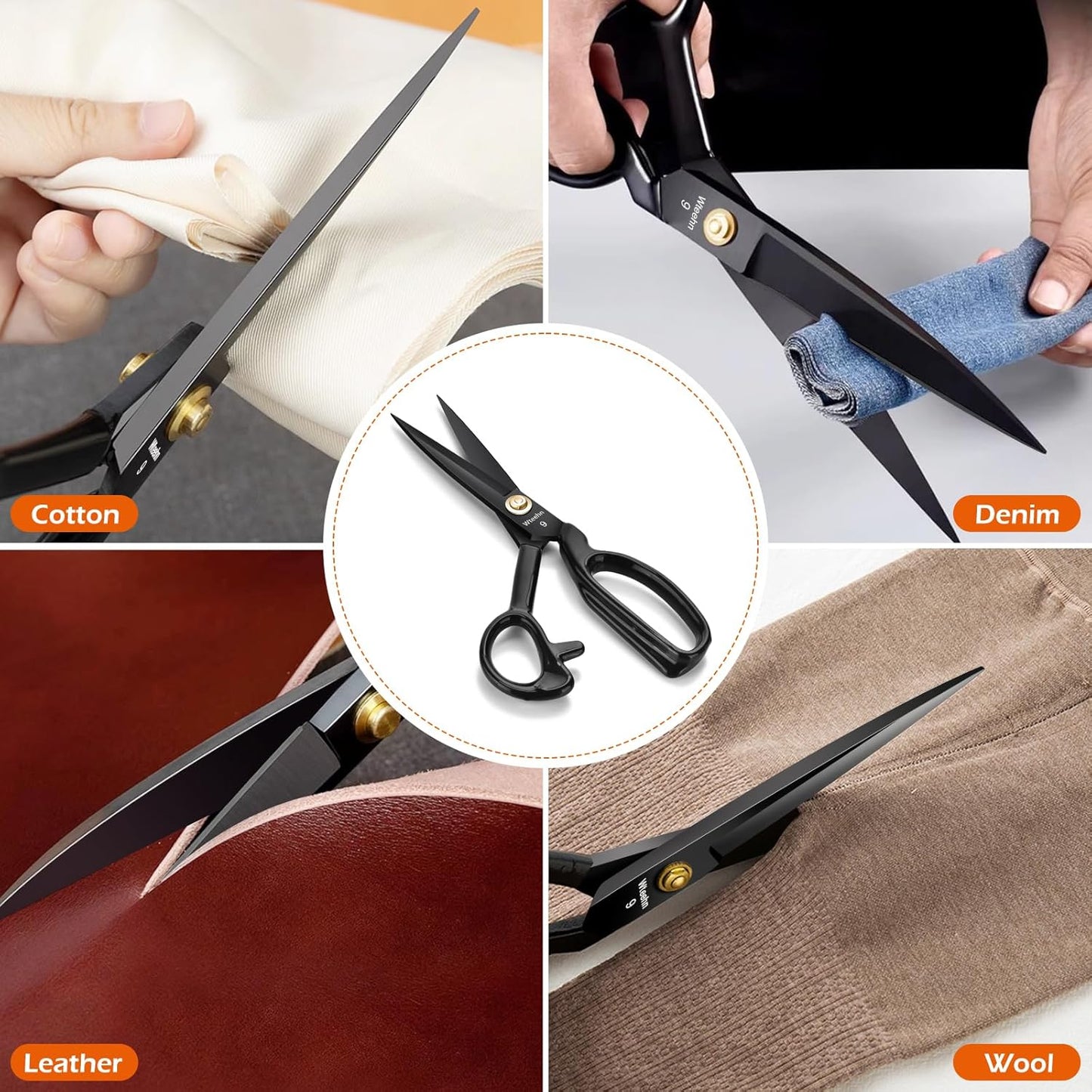 Fabric Scissors Professional, 9" Heavy Duty Sewing Scissor for Fabric Cutting, Tailor Sharp Sewing Shears for Cutting Leather craft Home Office Students Artists Dressmakers