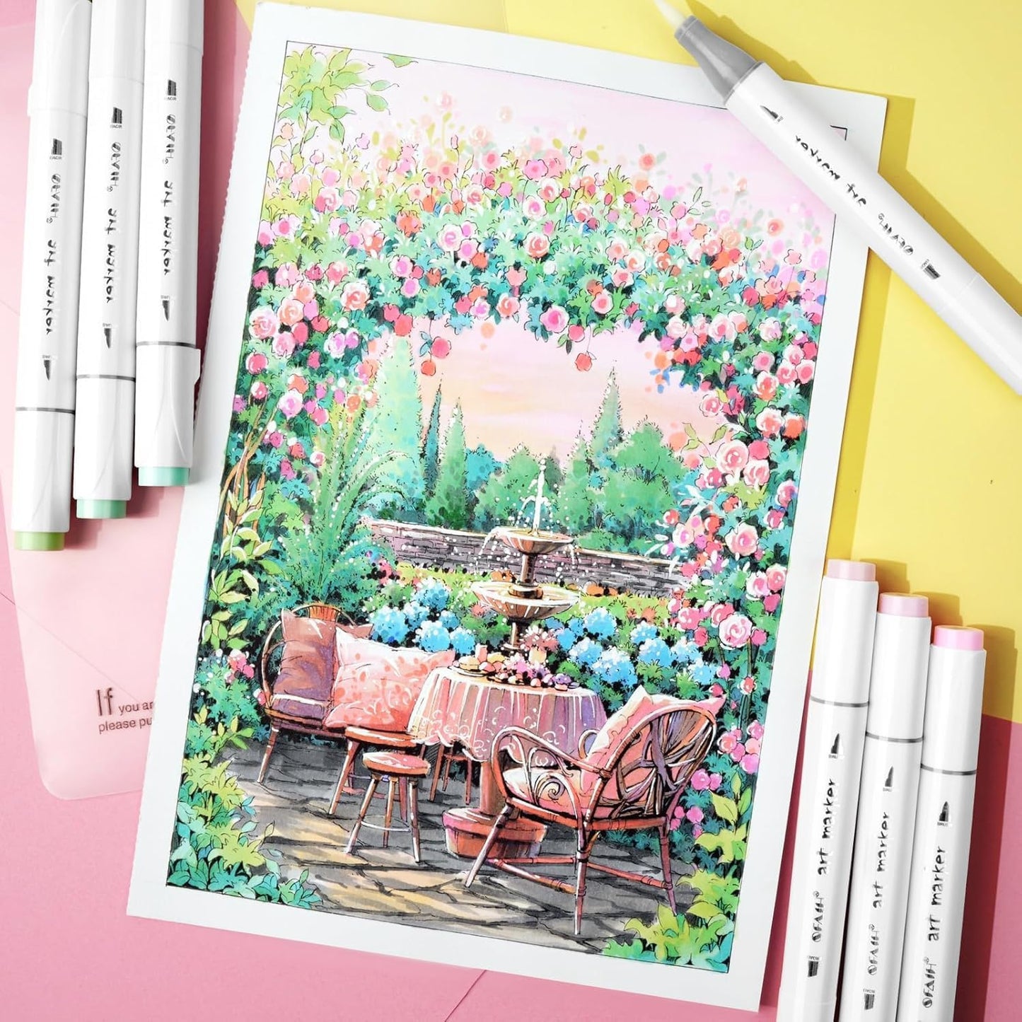 SFAIH Alcohol Markers Brush & Fine Tip 321 Set - Dual Tip Professional Artist Markers for Adult Coloring Books, Illustration, Manga, Animation, Architecture Sketching - Refillable Ink