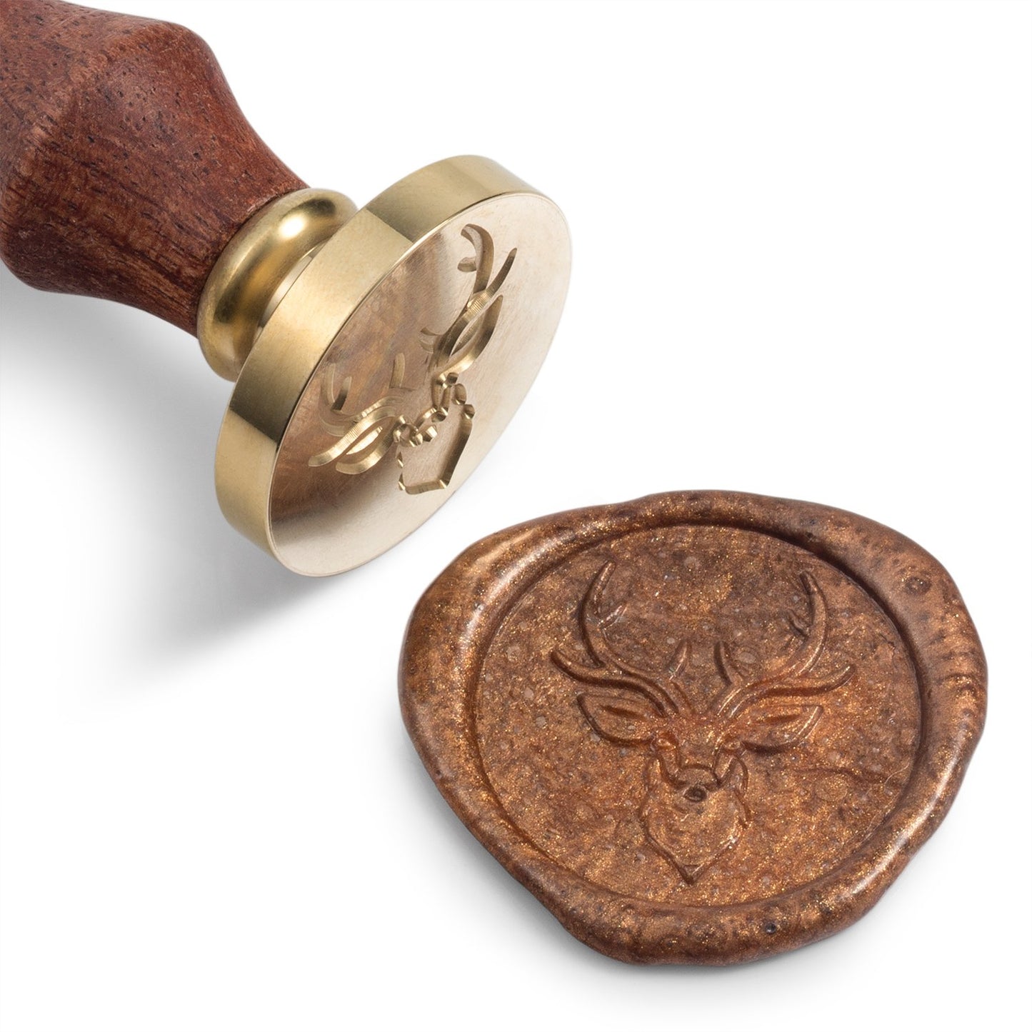 Mceal Wax Seal Stamp, Brass Head with Rosewood Handle, 1.2"(30mm) Dia (Deer)