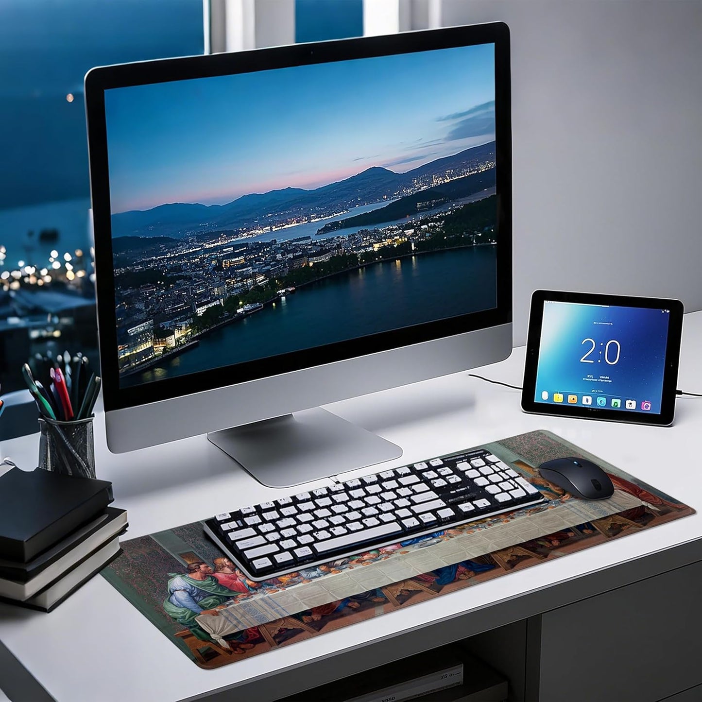 Mouse Pad with Last Supper – Religious Scenario Desk Pad – Portable Computer Mousepad – Gaming, Office, Waterproof, Non-Slip, Stitched Edges 31.5 x 11.8inches x 3mm