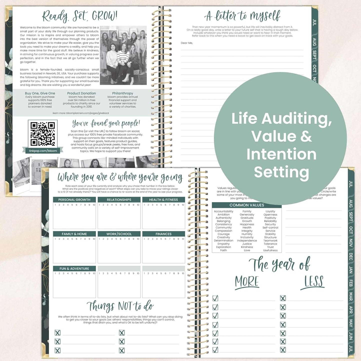 bloom daily planners HARDCOVER 2025-2026 (8.5" x 11") Academic Year Day Planner (July 2025 - July 2026) - Task Goal Organizer - Monthly & Weekly Inspirational Agenda Book - Eucalyptus, Green