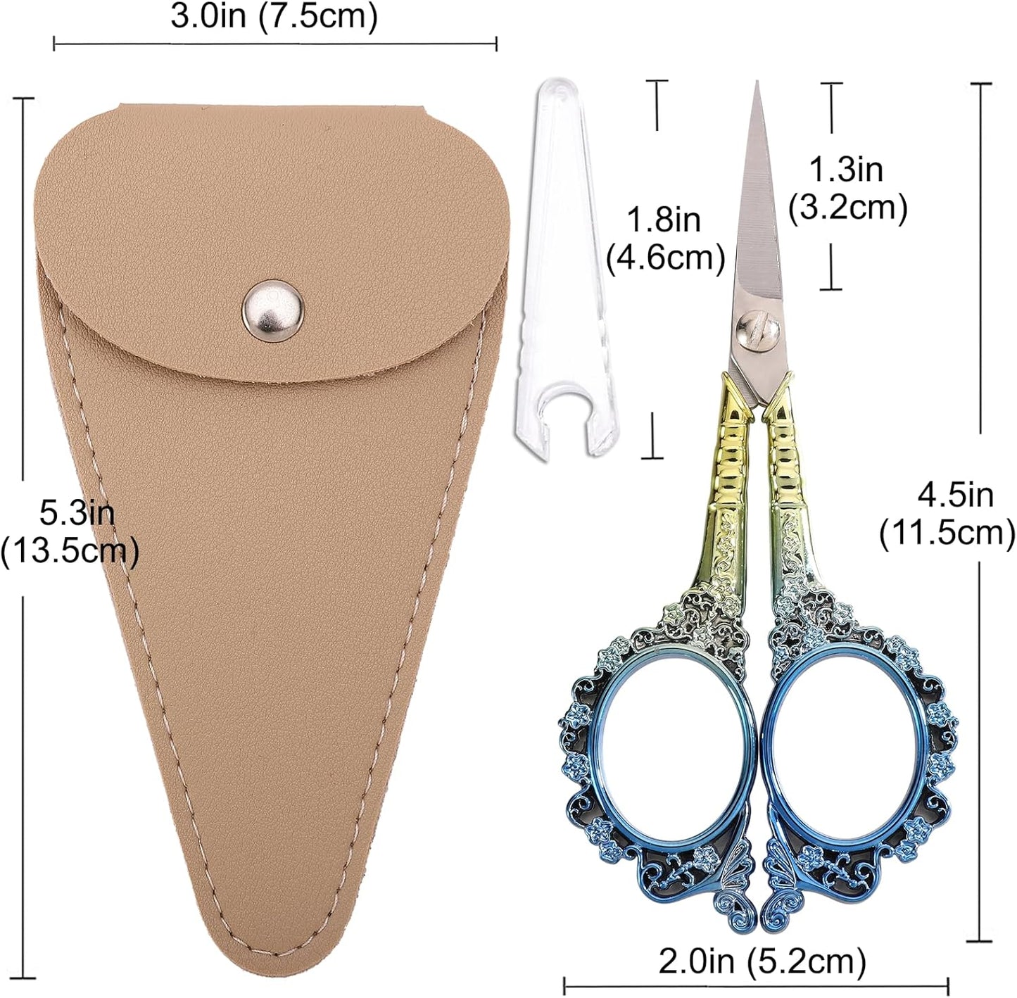 Sewing Sharp Embroidery Threading Scissors with Cover for Craft Art work Needlework Yarn Fabric Precision Detail Paper Cutting Tools, 4.5in Blue Shears