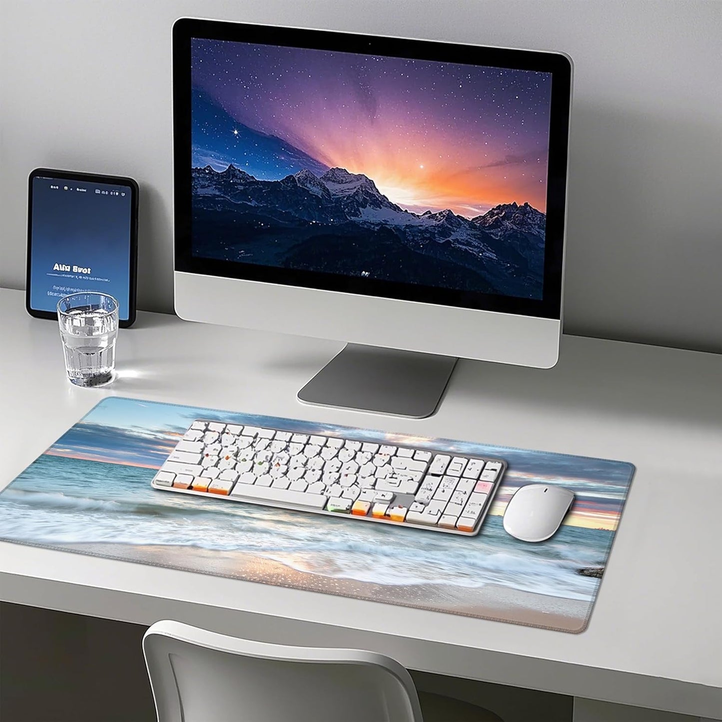 Mouse Pad with Sea View – Sunrise Scenery Desk Pad – Portable Computer Mousepad – Gaming, Office, Waterproof, Non-Slip, Stitched Edges 31.5 x 11.8inches x 3mm