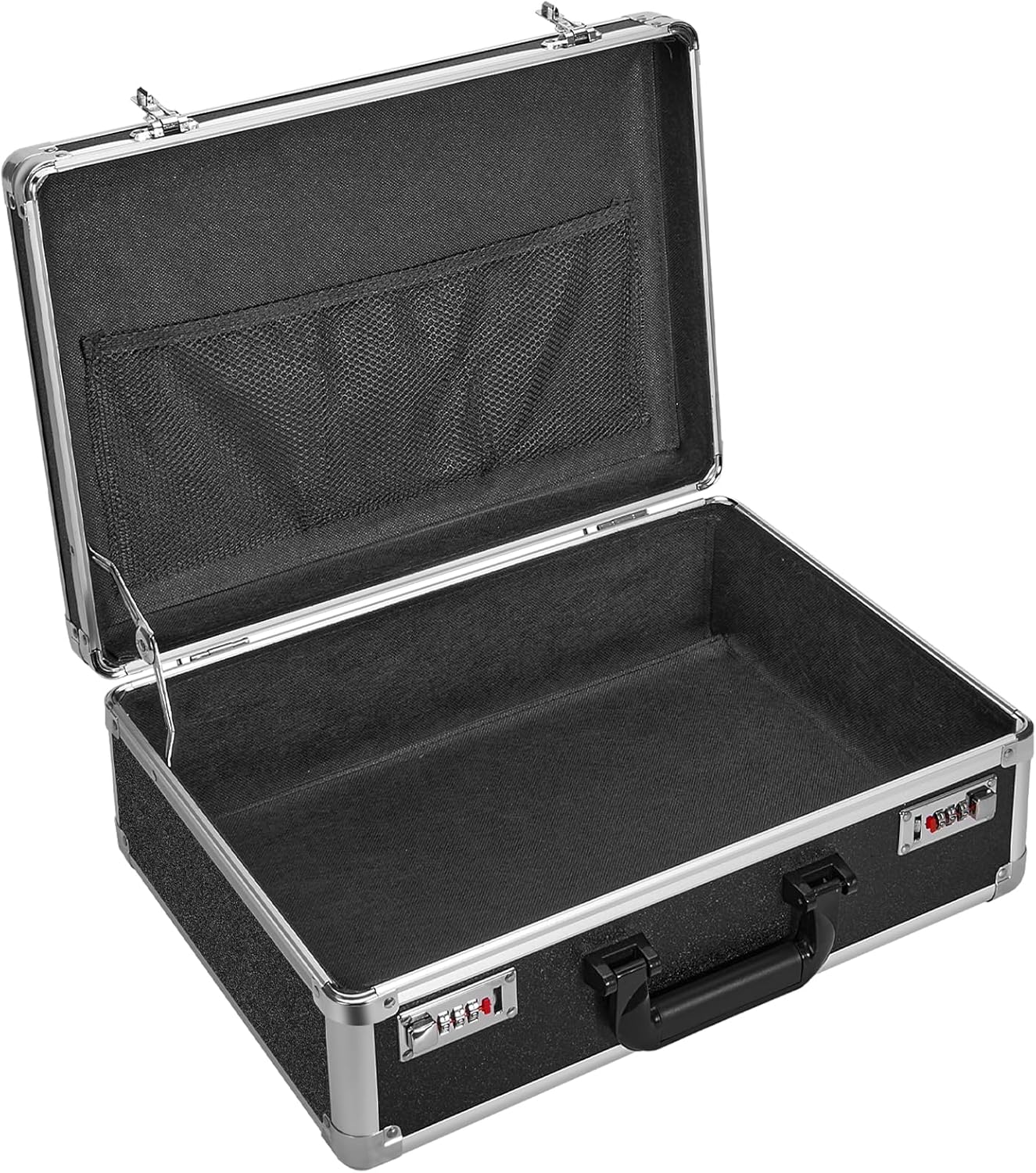 File Organizer Storage Box - 16.8 x 12.1 x 6 Inch Large, Portable Locking Storage Totes with Dual Combination Locks, Lock Boxes for Personal Items, Cash, Briefcase - Black