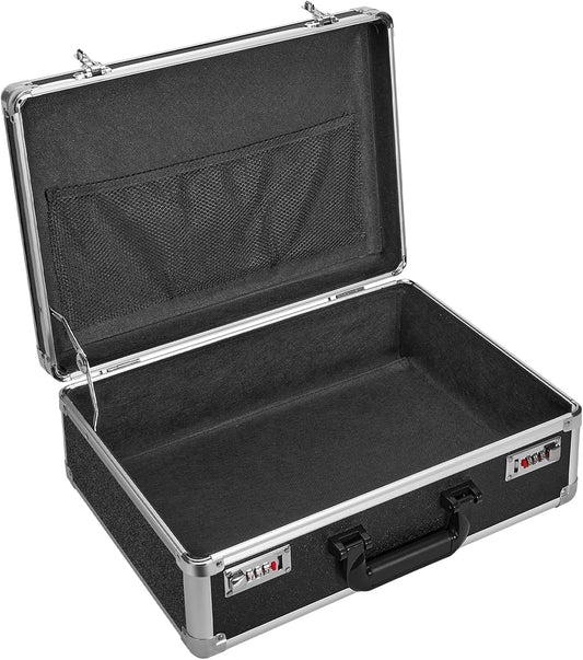 File Organizer Storage Box - 16.8 x 12.1 x 6 Inch Large, Portable Locking Storage Totes with Dual Combination Locks, Lock Boxes for Personal Items, Cash, Briefcase - Black