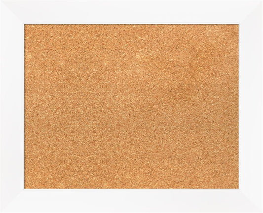 Amanti Art Natural Cork Board for Wall, 17x21 Vision Board with White Frame, Small Corkboard Office Decor for Home Organization, Modern Corkboard Pinboard to Display Items for Home Organization in