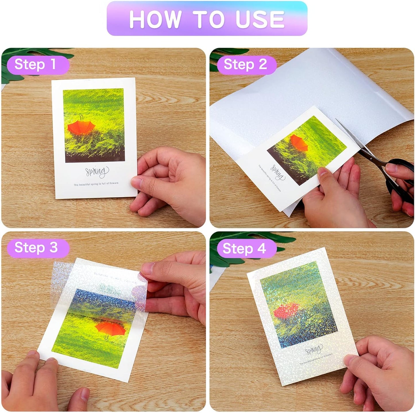 Holographic Sticker Paper, 24 Sheets Transparent Holographic Laminate Vinyl Sheets Self Adhesive, Clear Overlay Lamination Sticker Film for Stickers DIY Crafts, Dots Patterns - 8.5x11 Inch