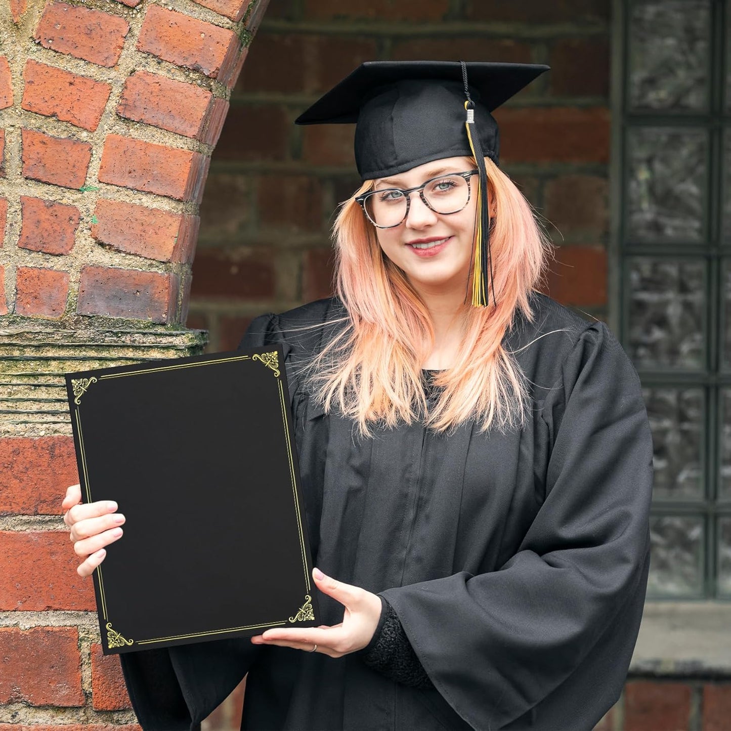 Ndsox 30 Packs Black Certificate Holders, Graduation Diploma Holders, 350GSM, Diploma Covers with Gold Foil Border for Letter Size 8.5" x 11" Award Certificate Paper, Cardstocks and Documents