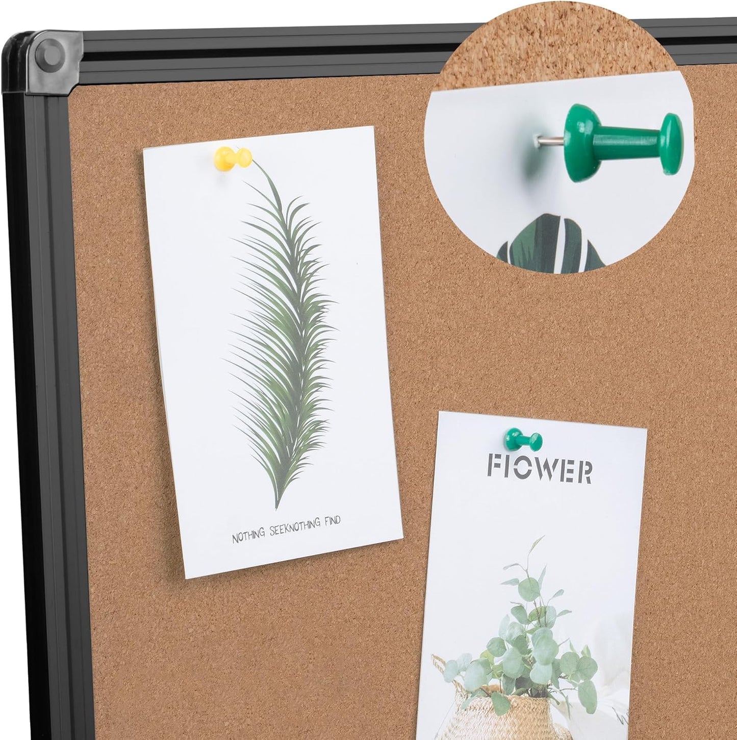 Board2by Extra Large Cork Bulletin Board 96" X 48", Foldable Notice Pin Board for Wall, Black Aluminum Framed 8'x4' Corkboard, Wall Mounted Noticeboard with 36 Push Pins for School, Home & Office