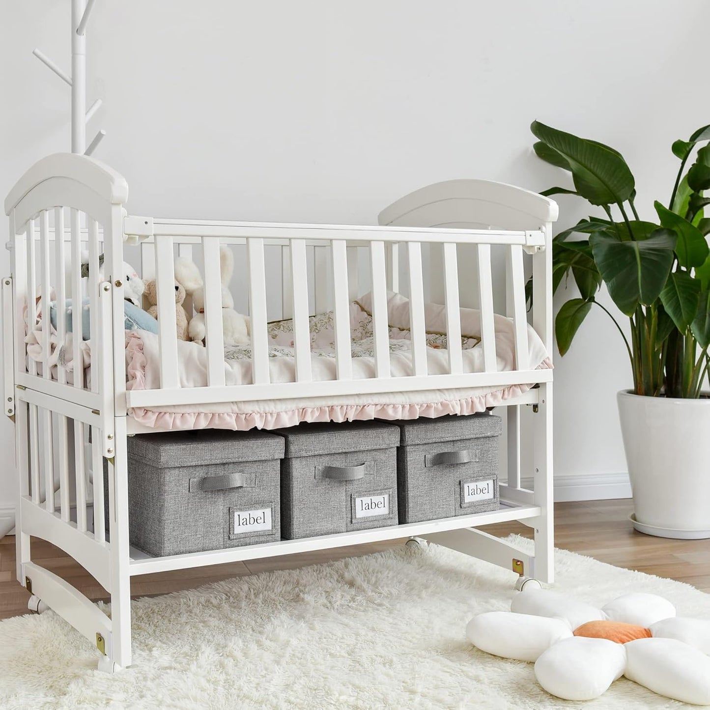 GRANNY SAYS Fabric Bins with Lids, Storage Baskets for Closet Organization, Decorative Storage Containers with Label Holder, Shelf Bins for Organizing Clothes, Dark Gray, 3-Pack