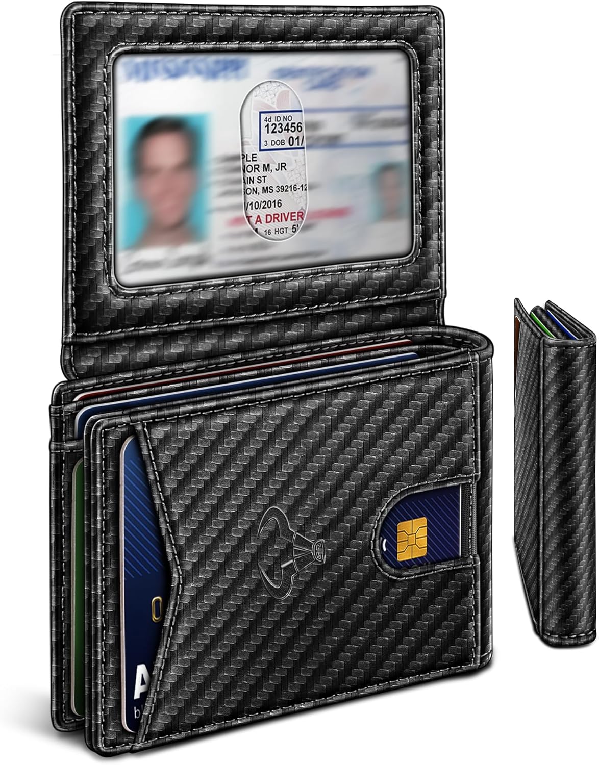 BULLIANT Men Wallet, Slim Leather Wallet Front Pocket Card Holder Gift For Men 11 Slots RFID Blocking